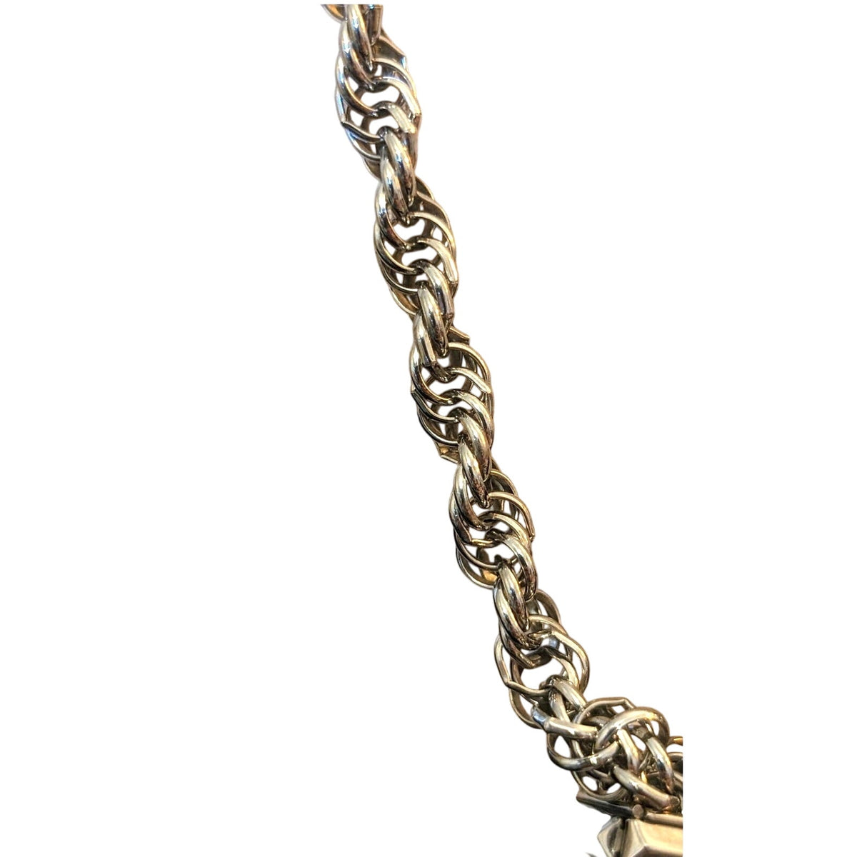 Vintage Silver Tone Thick Rope Lariat Pearl Tassel Necklace