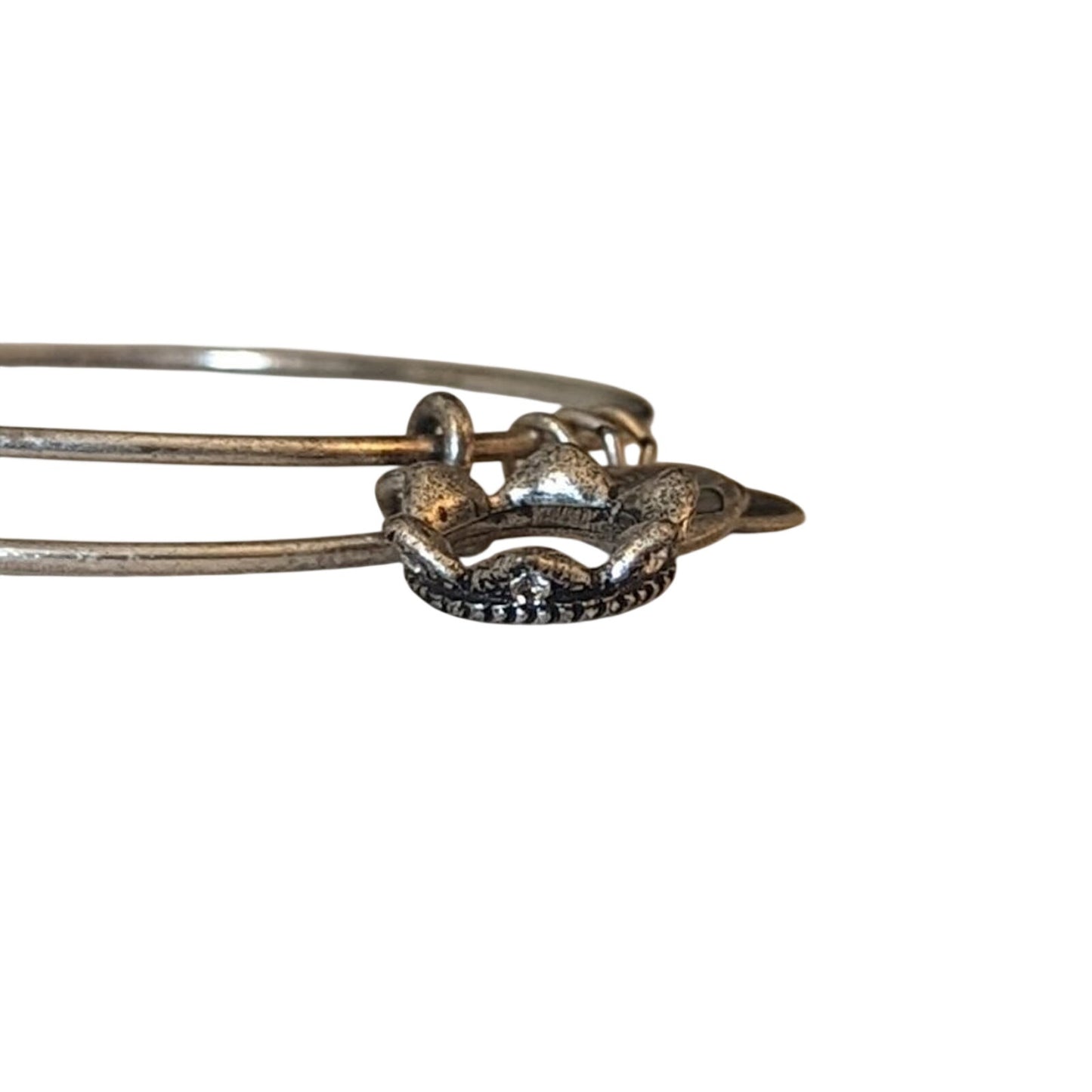 Alex and Ani Silver Crown with Rhinestone Adjustable Slide Bangle Bracelet