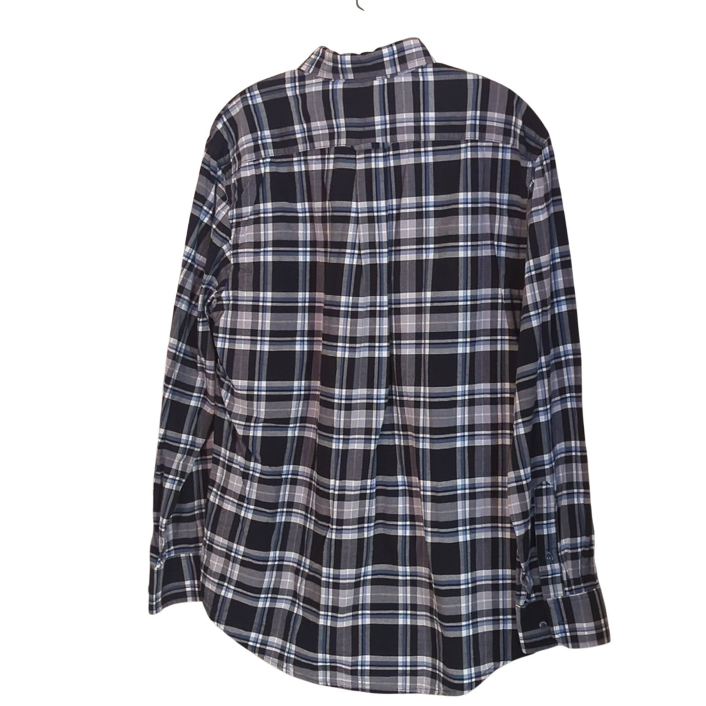 Izod Black Plaid 100% Cotton Casual Button Down Shirt Men's Size M