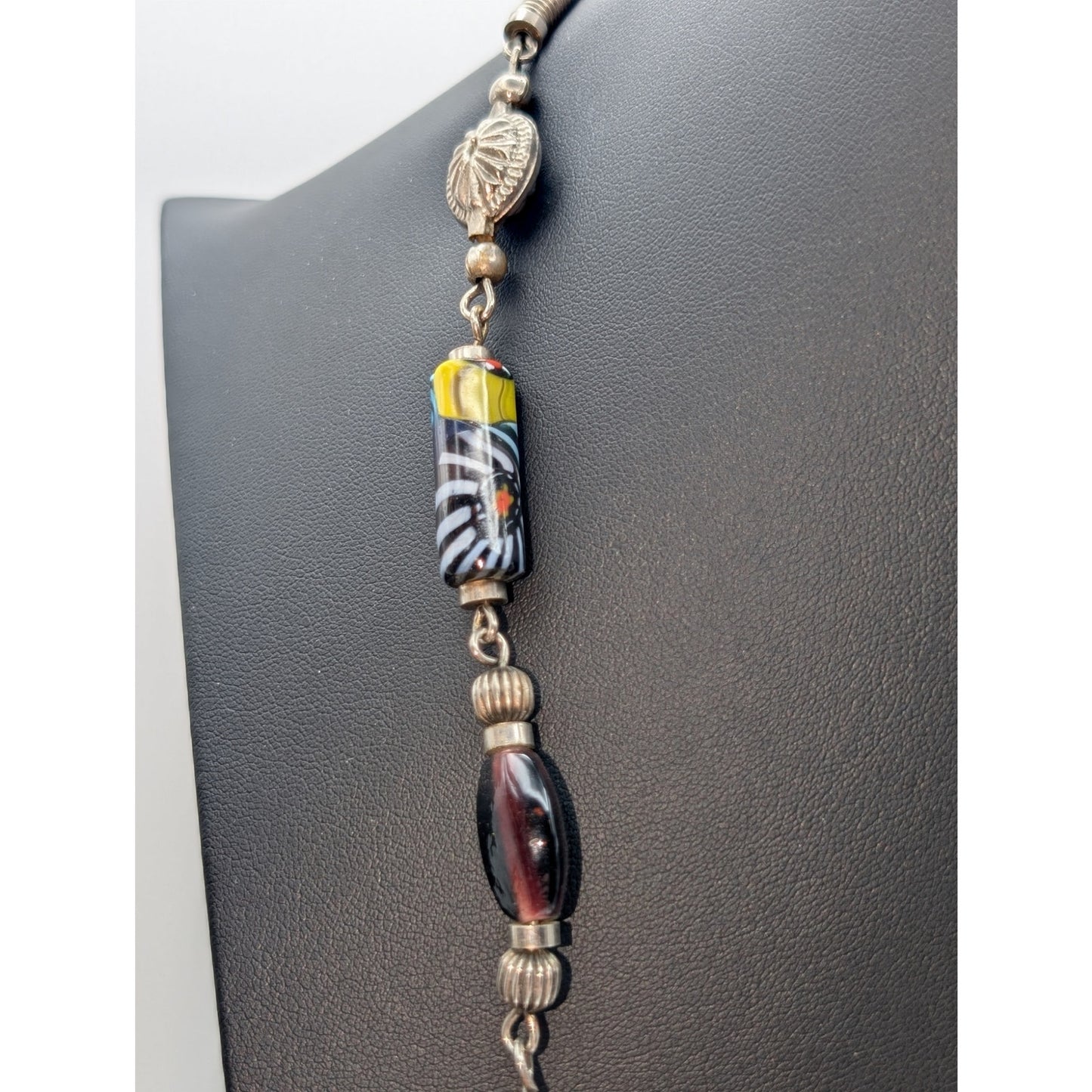 Antique/Vtg Murano Venetian Millefiori African Trade Beads Dangle 34" Necklace
