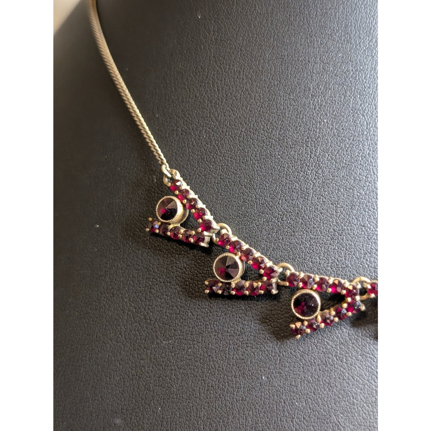 Antique Bohemian Natural Garnet Marked G2 W/ Hare's Head 16" Necklace