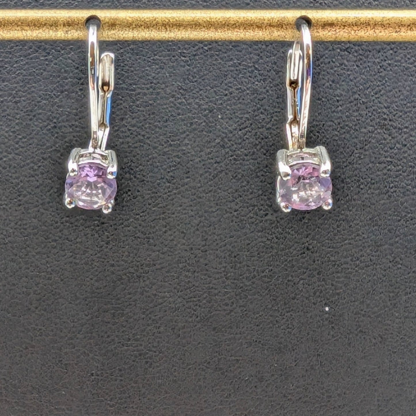 Light Purple Pink 5mm Gemstone 925 Sterling Silver Lever Back Earrings