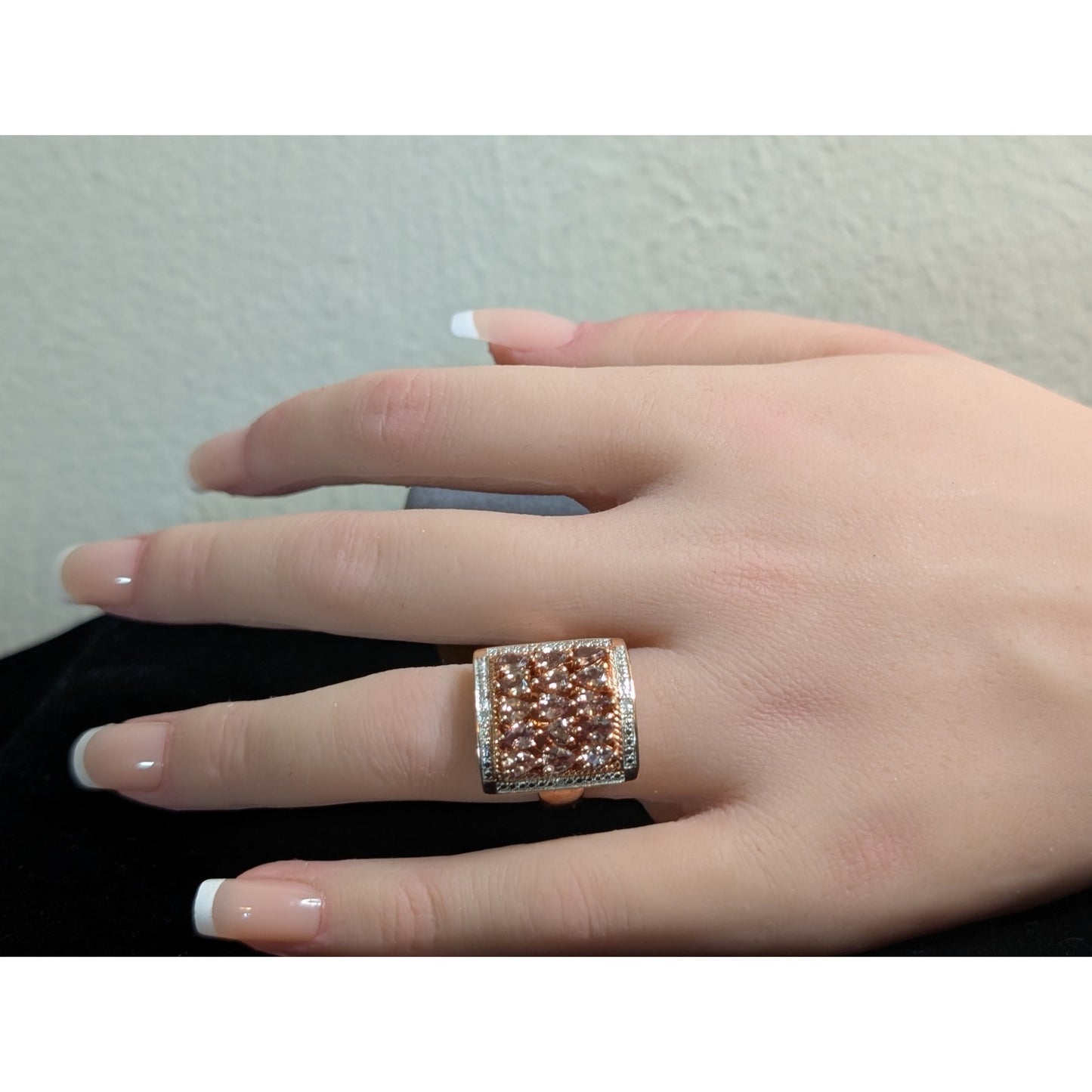 Sterling Rose Vermeil 2.75 CTW Color Change Garnet Diamond Cluster Ring Sz 5.75