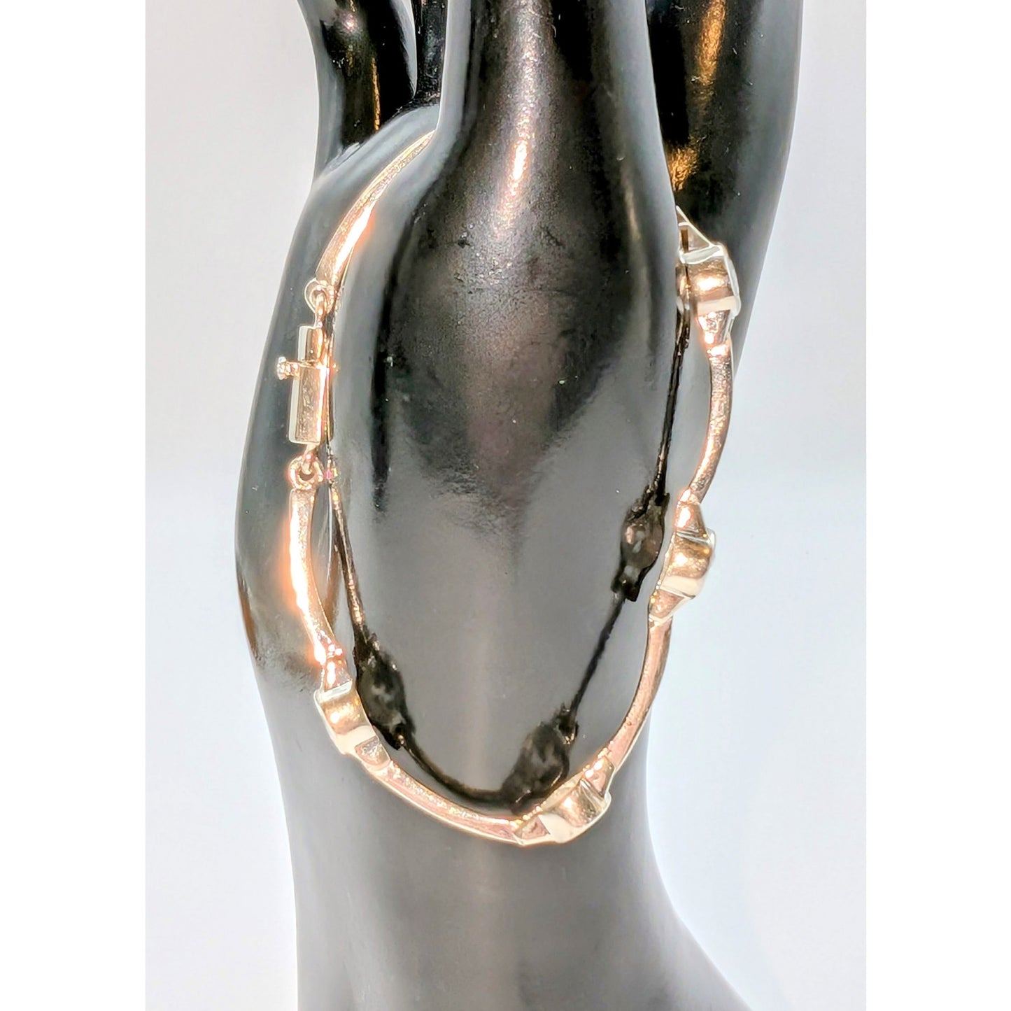 VTG 925 Sterling Bezel Set CZ Bar Link Tennis 7" Slide In W/ Safety Bracelet
