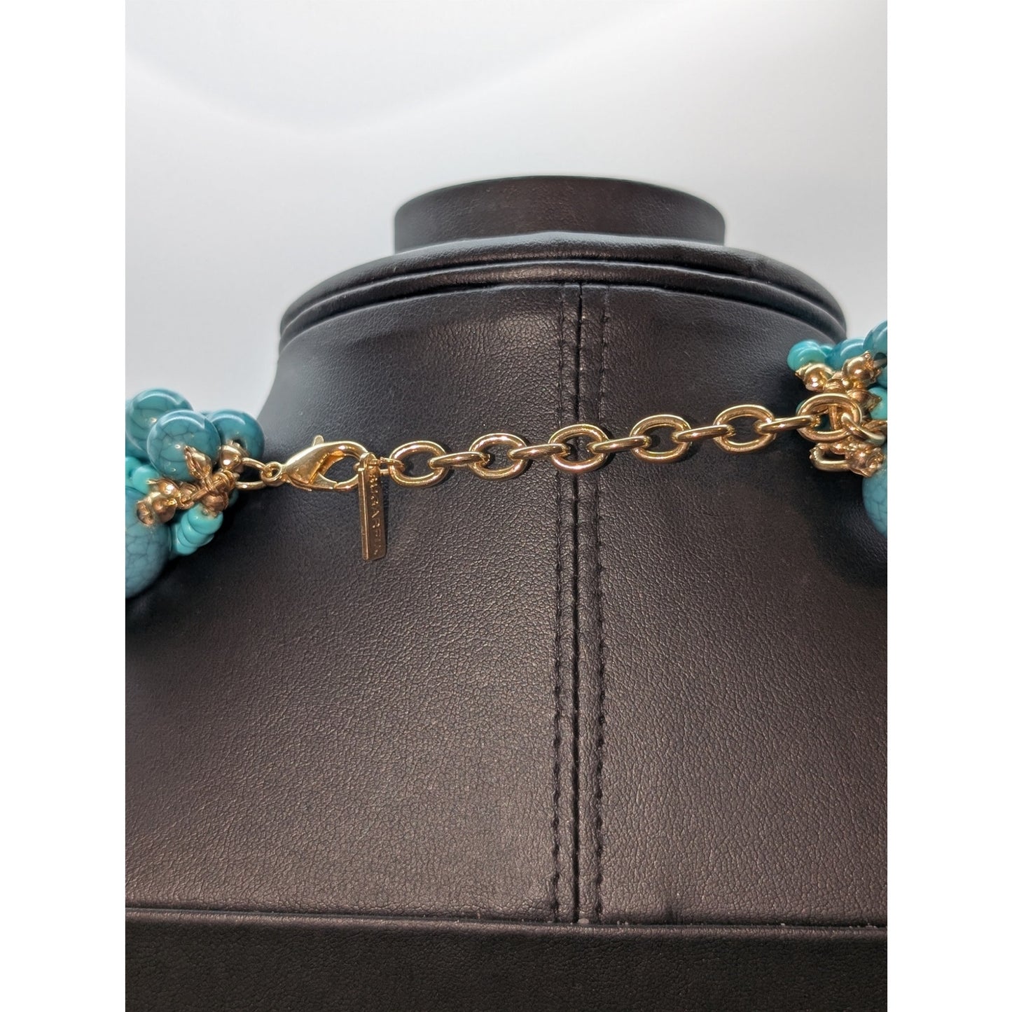 Sugarfix by Baublebar Multi Strand Faux Turquoise Gold Dangle Choker Necklace