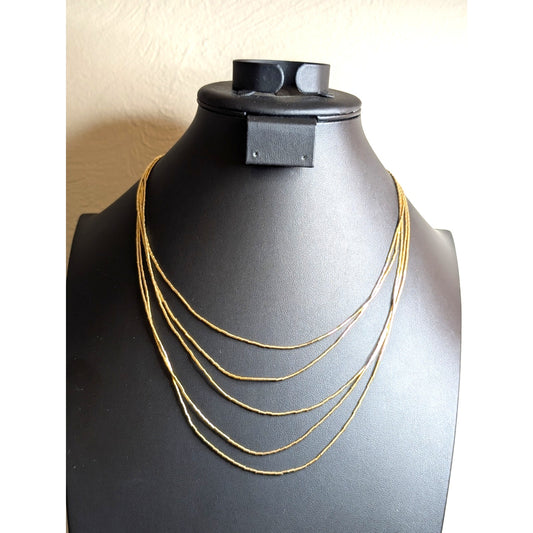 Vintage Five Strand Liquid Gold Filled Bead 18" Necklace