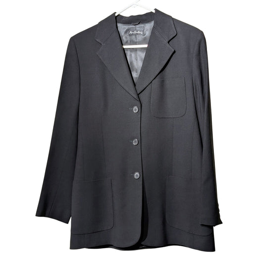 Ann Freedberg Vintage Navy 100% All Season Wool Button Front Blazer Womens Sz 6
