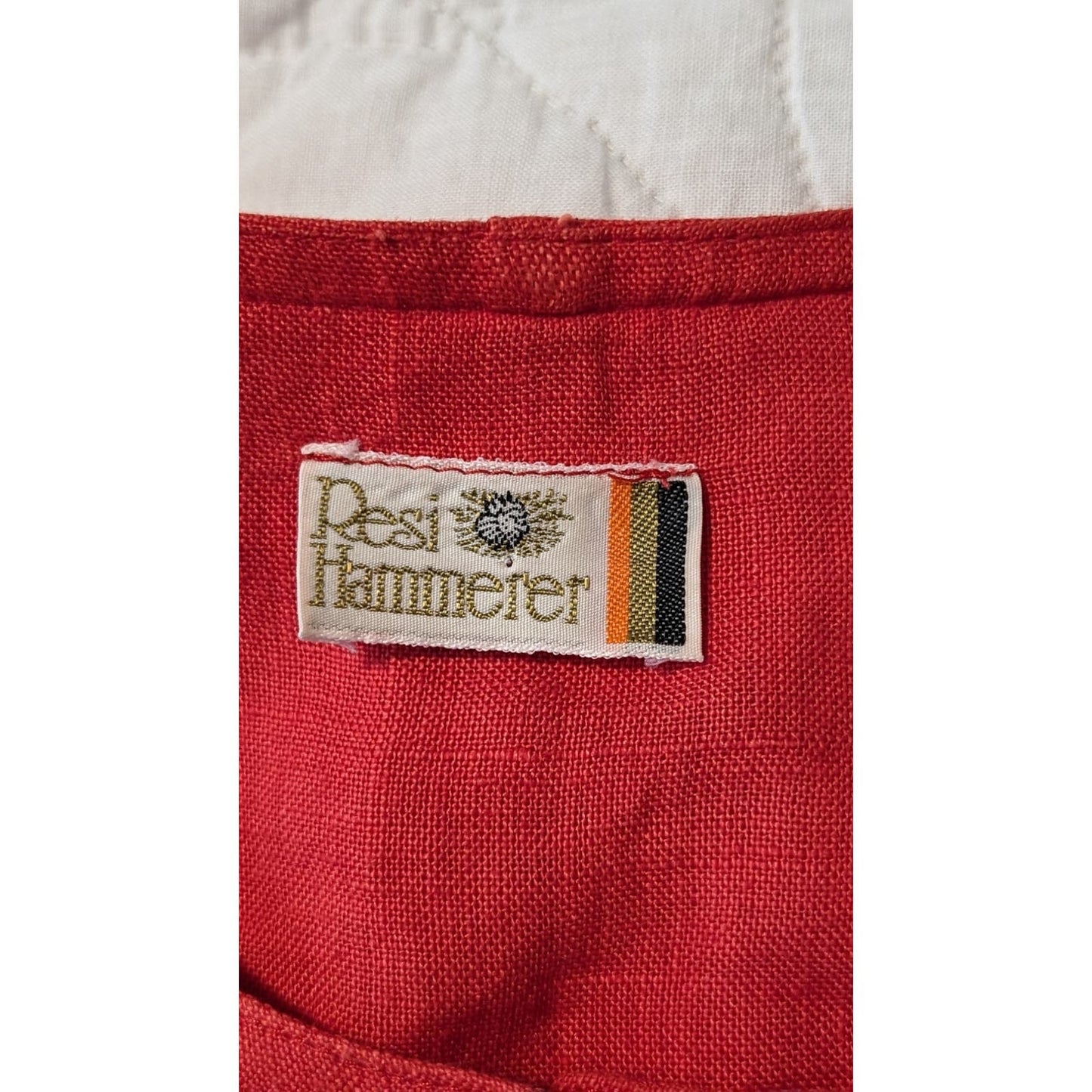 Resi Hammerer Red Vintage 80s Button Front Ruffle Three Quarter Sleeve Top Sz S