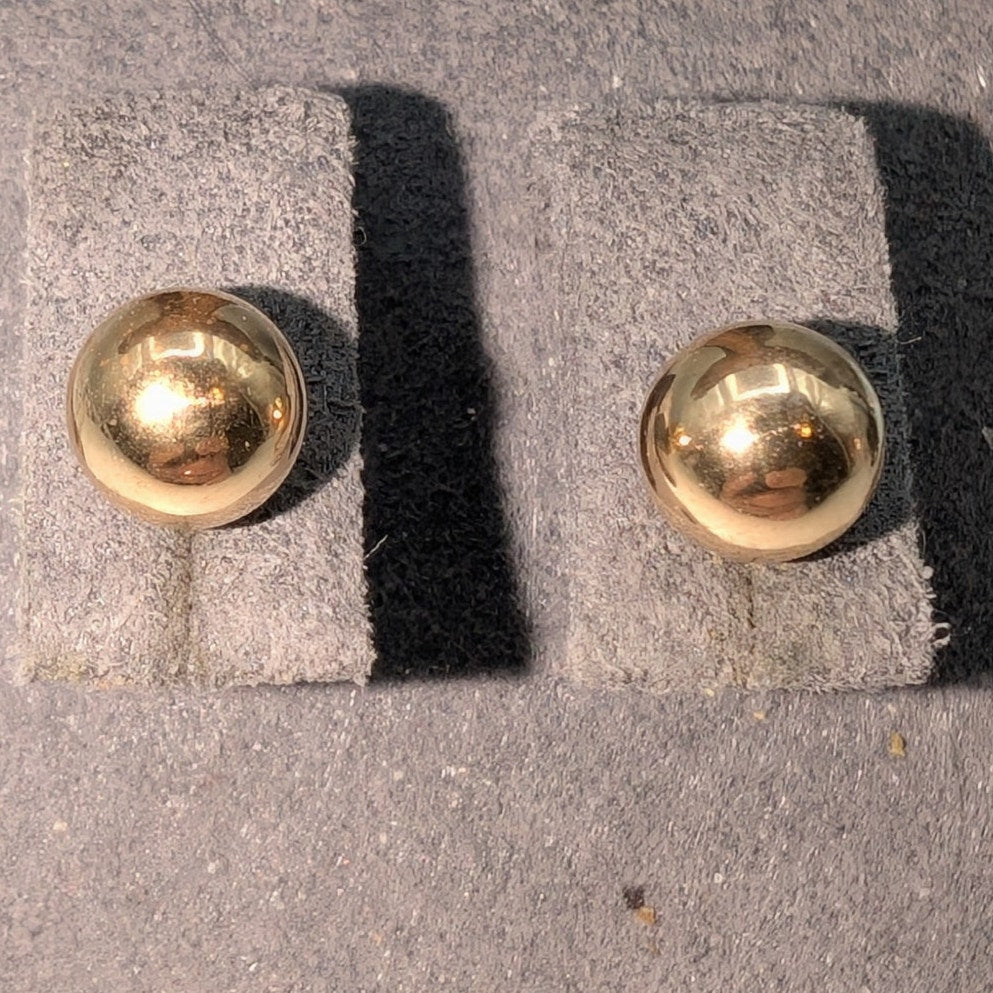 Marked 14K Gold 5mm Ball Stud Post Earrings