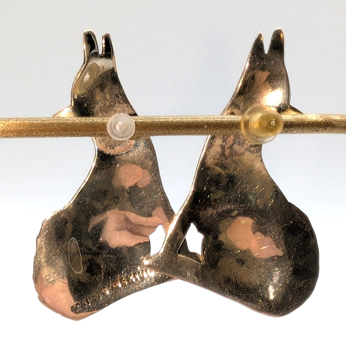 Vintage 925 Sterling Silver Taxco Mexico Howling Coyotes/Wolves Pierced Earrings