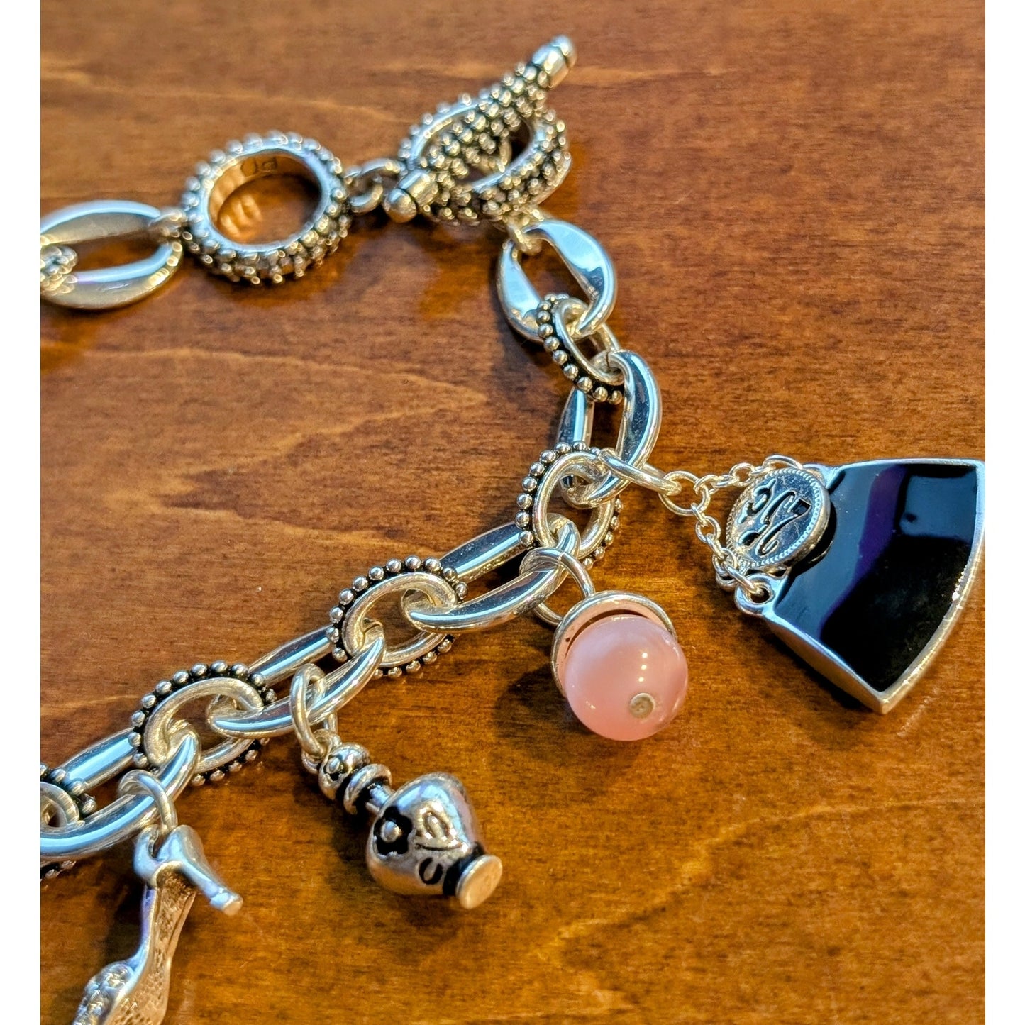 Premier Designs Silver Tone Girly Toggle Clasp Charm  Bracelet