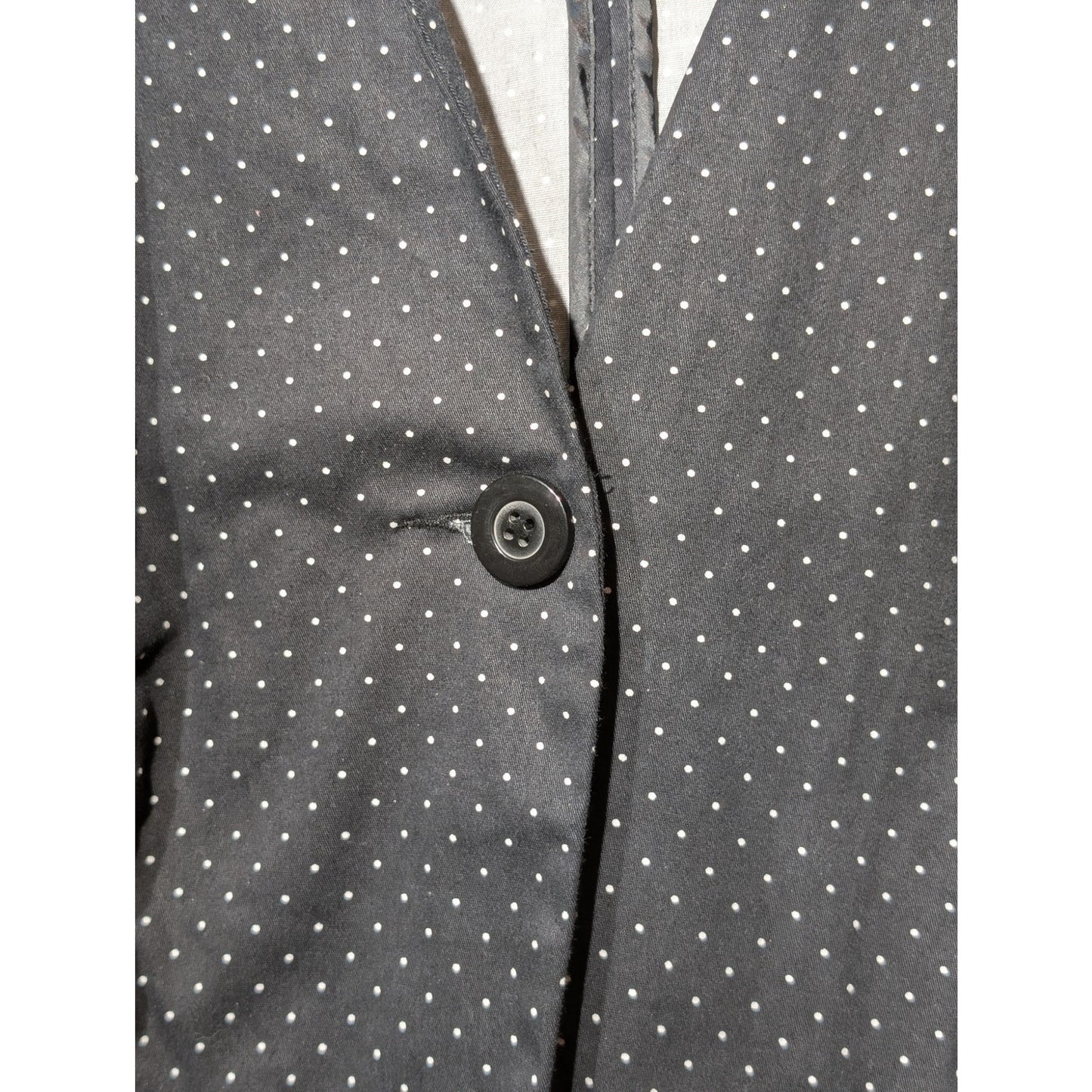 Briggs New York Black Polka Dot One Button V Cut 3/4 Sleeve Blazer Womens Sz 18W