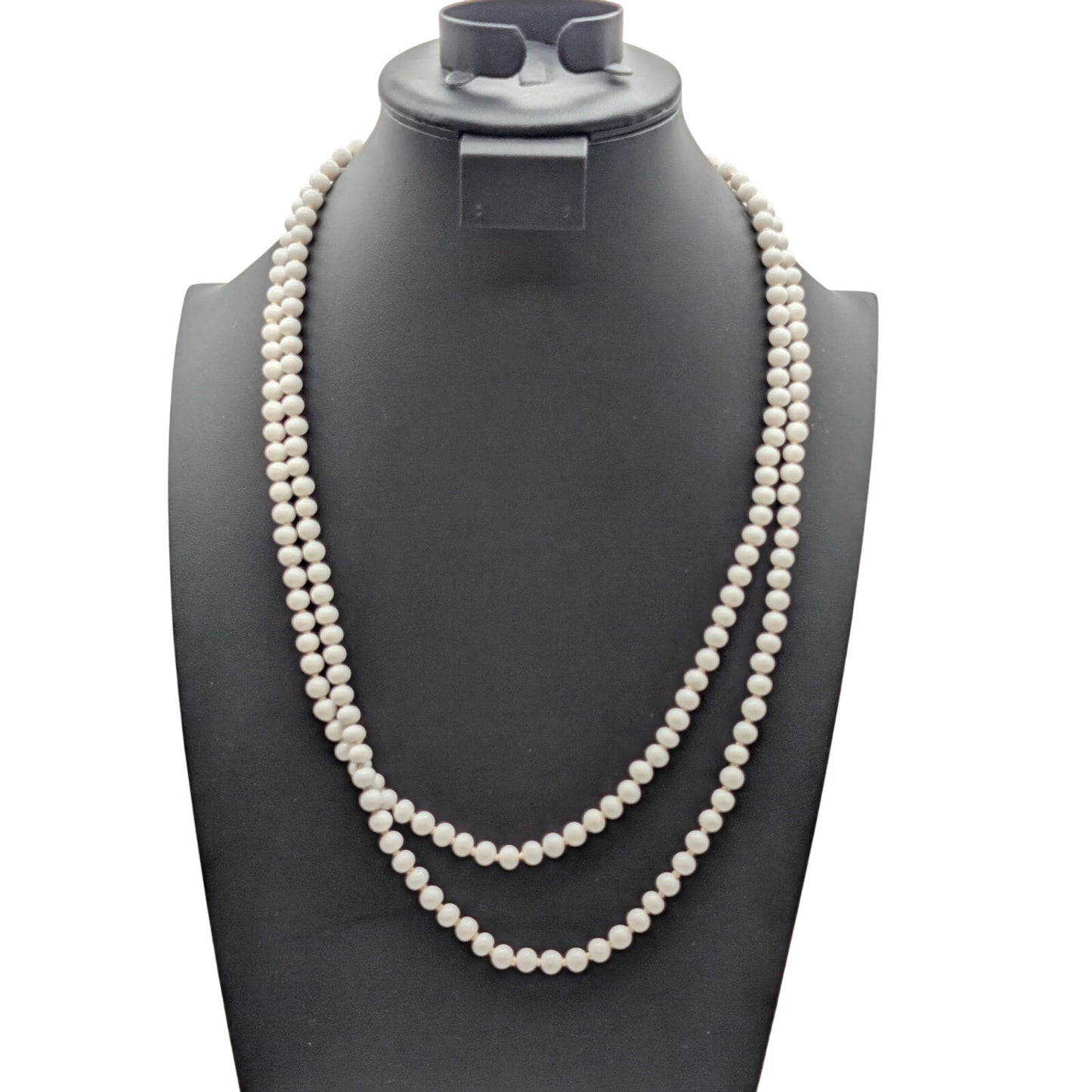 Lot of Three Vintage White Glass Beaded Necklaces