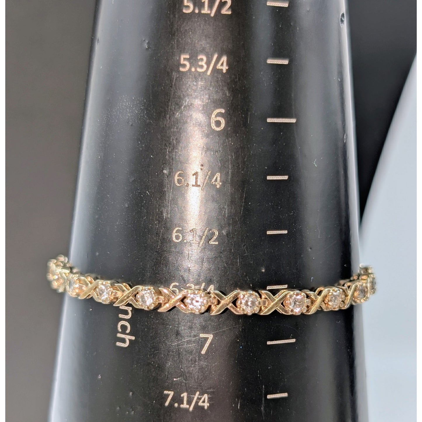 Vintage 925 Sterling Vermeil X and O CZ Tennis Bracelet W/ Safety Latches