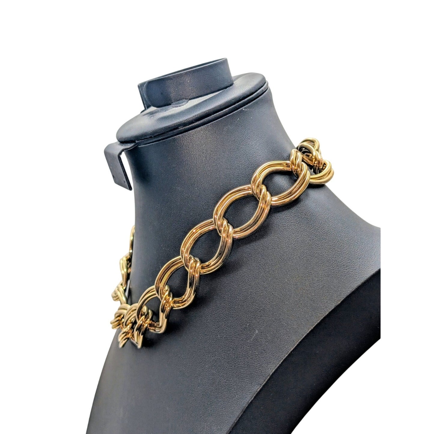 Chunky Heavy Gold Tone Double-Link Curb Chain 19" Necklace