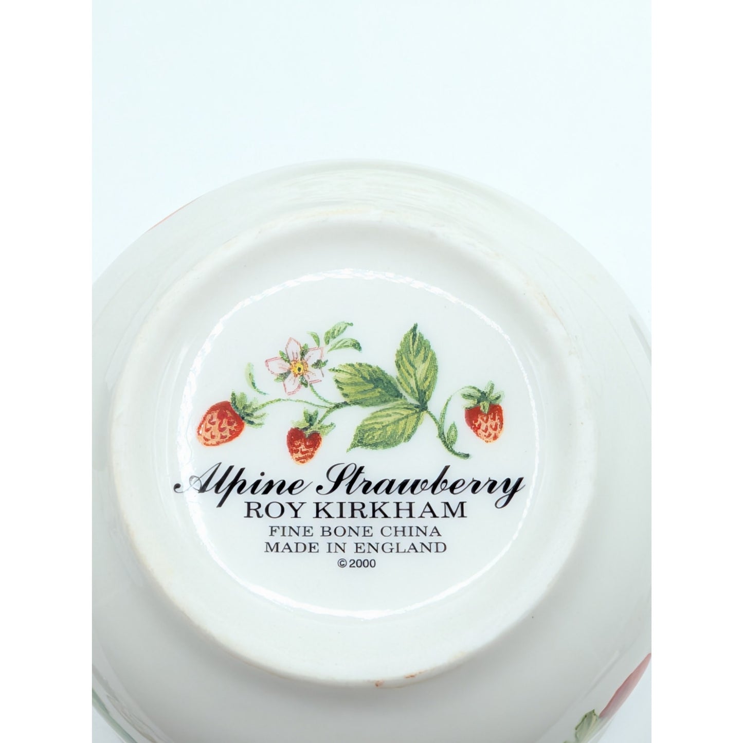 Vtg Roy Kirkham 2000 Alpine Strawberry Bone China Breakfast Cup and Saucer Set