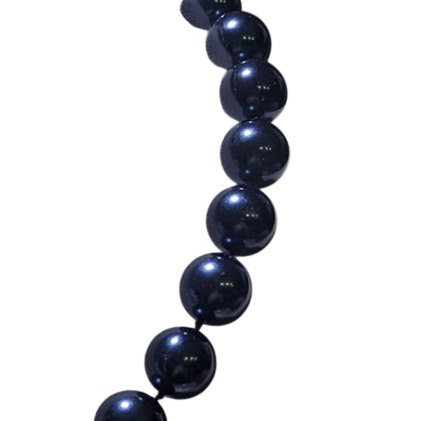 Charter Club Metallic Navy Blue Faux Pearl Beaded Collar Necklace