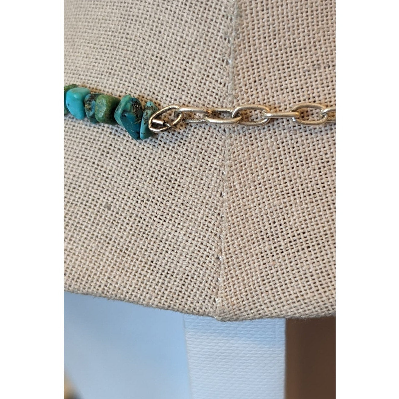 Genuine Turquoise Chip Strand Necklace with Sterling Silver Chain and Clasp