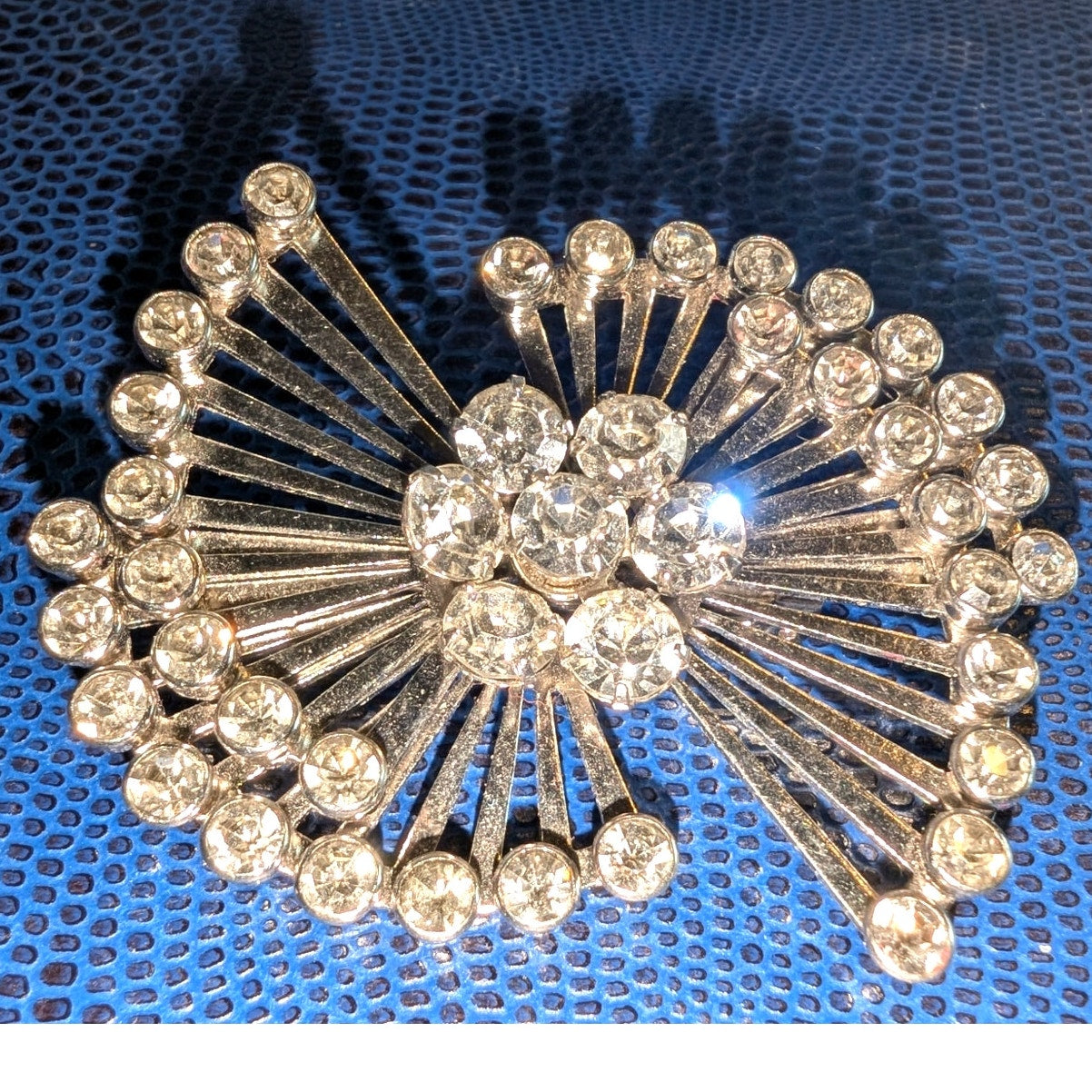 Vintage Retro Silver Tone Rhinestone Brooch