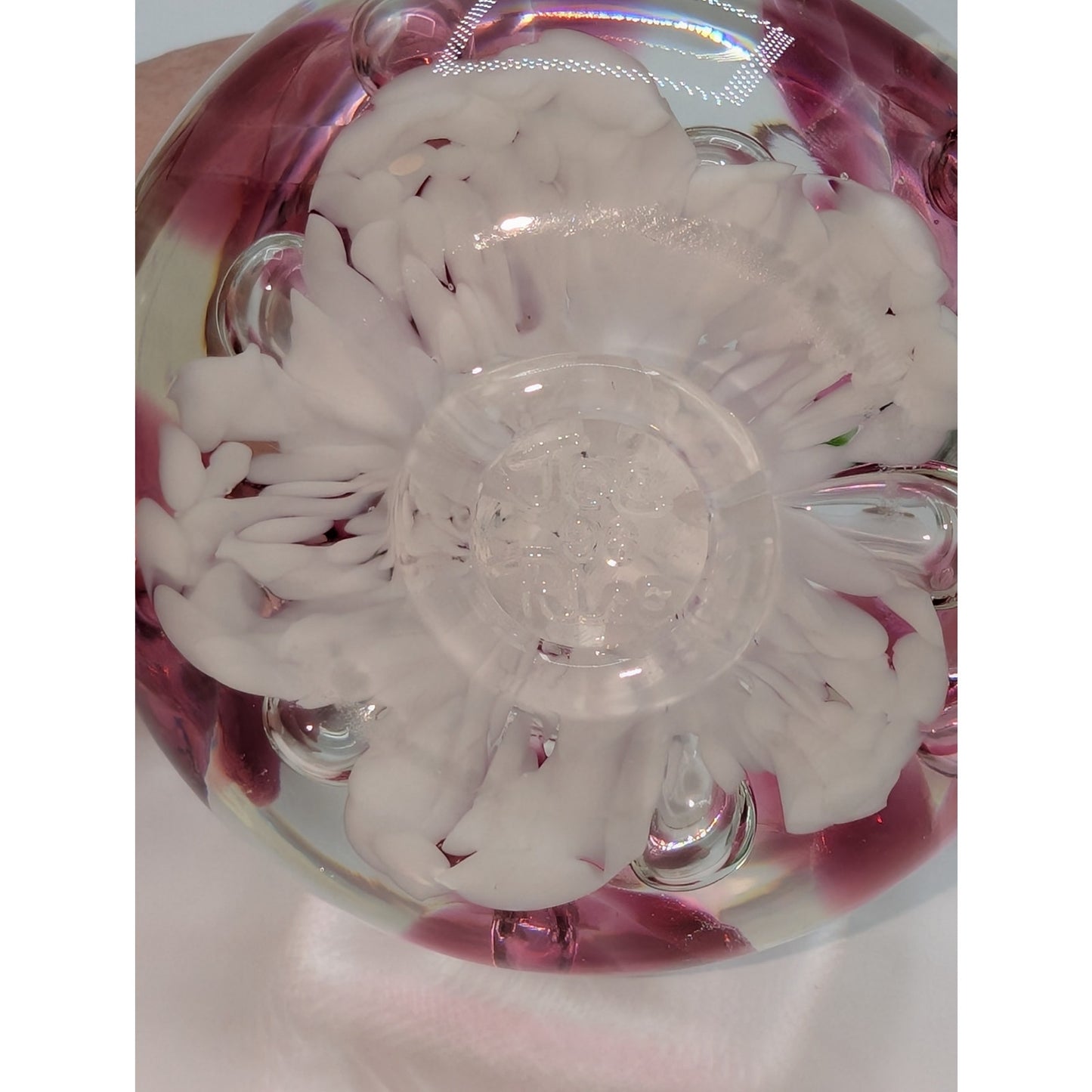 Vintage Signed JOE RICE 96 Hand Blown Art Glass Paperweight Basket