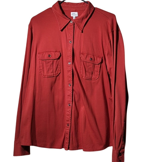 L.L. Bean Freeport Maine Vintage Tag Rust Cotton Button Up Shirt Women's Size XL