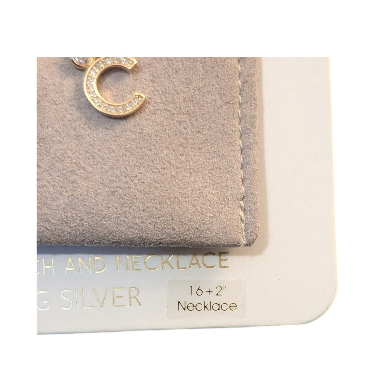 NWT Inspired by You CZ Initial  'C' Gold Tone Sterling Silver 16" + 2" Necklace