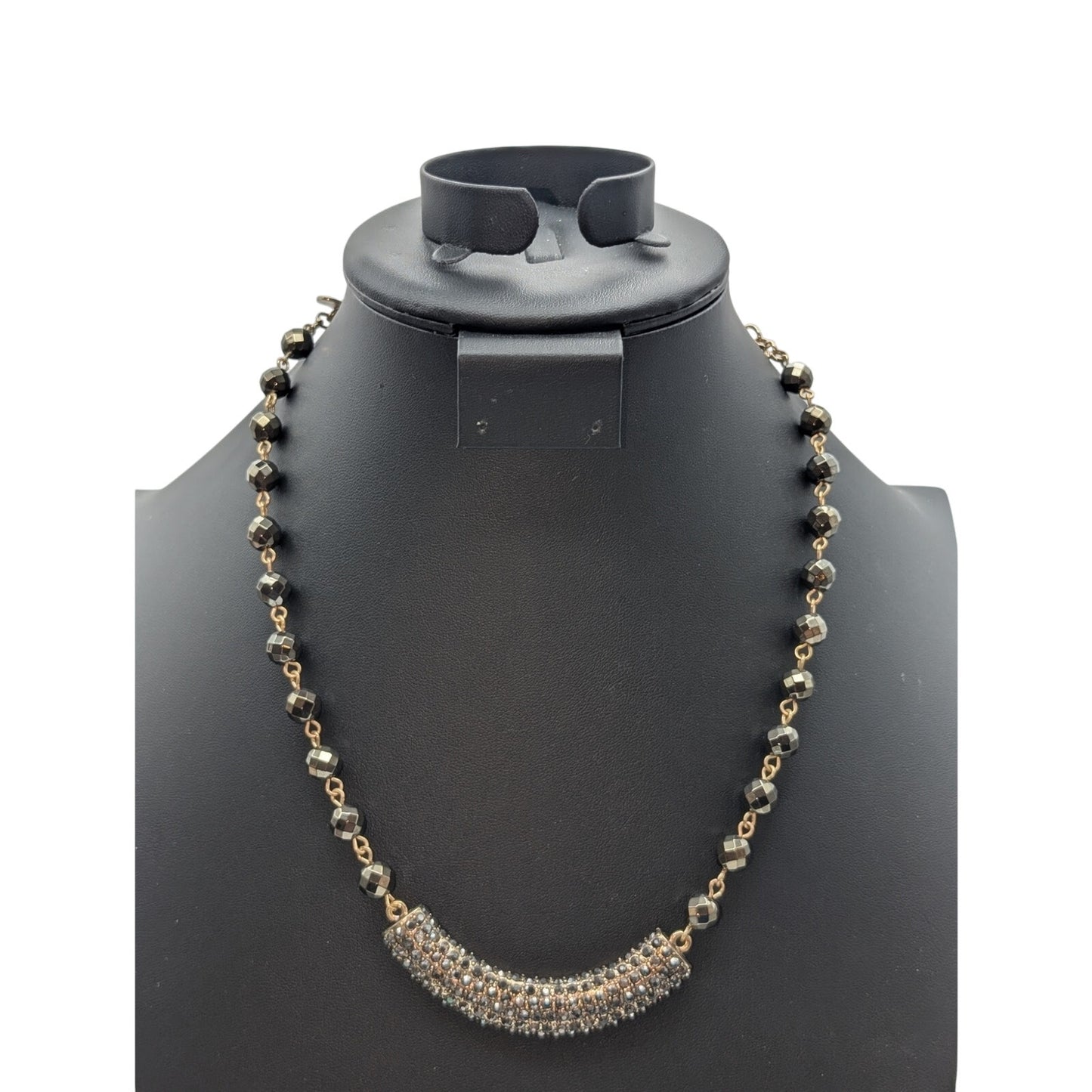 Chico's Metallic Rhinestone Gold Tone Crystal Beaded Necklace