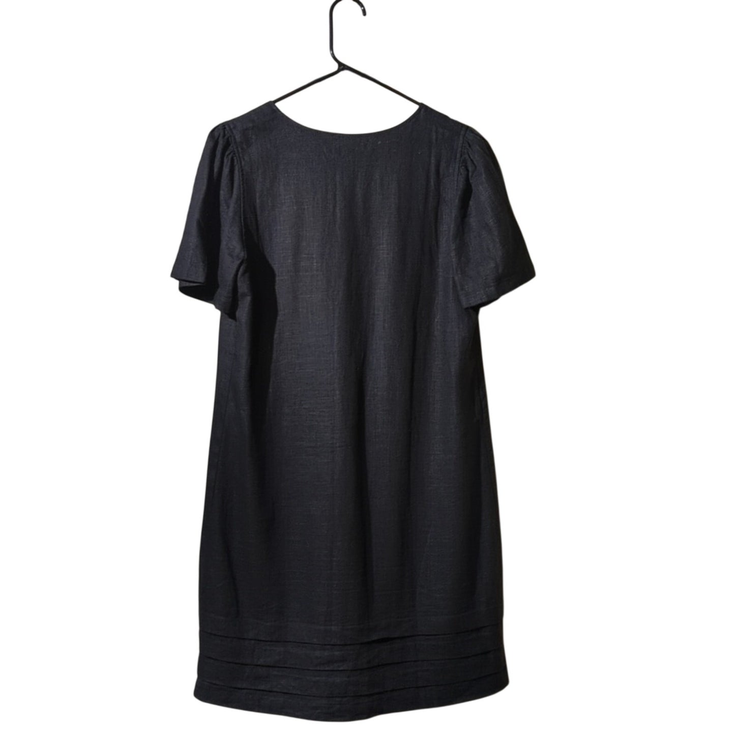 Original Nicole Miller Linen/Viscose Black Classic V-Neck Sheath Dress Size S