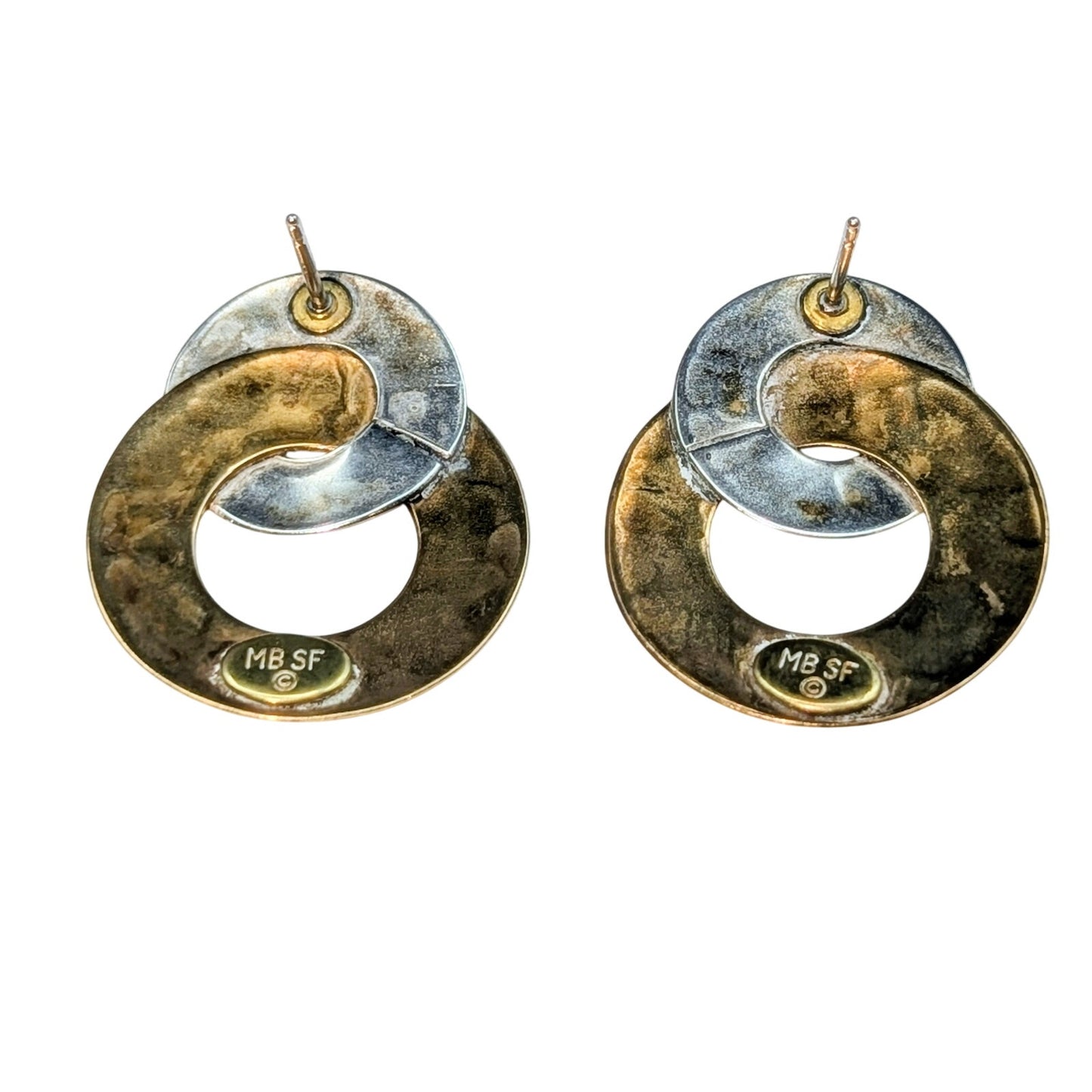 Marjorie Baer SF Two Tone Mixed Metal Intertwining Loop Post Earrings