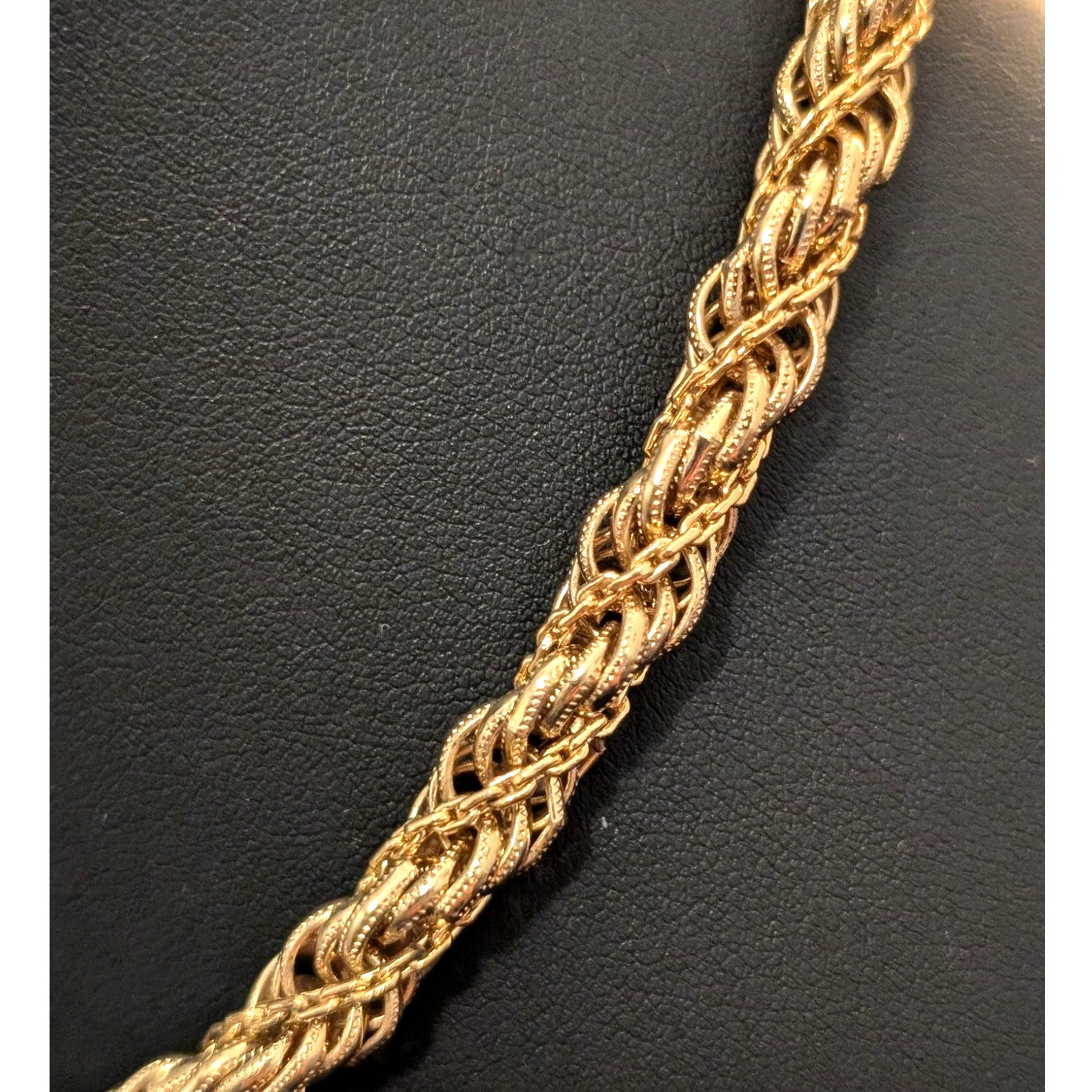 Vintage Monet 40s Gold Tone Braided Textured Rope Choker 15"-17" Necklace