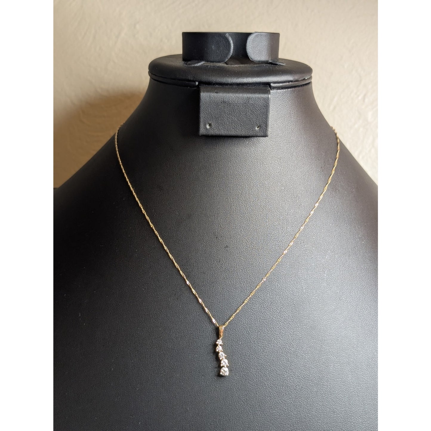 14K Yellow Gold Five Diamond Journey Pendant 18" Necklace
