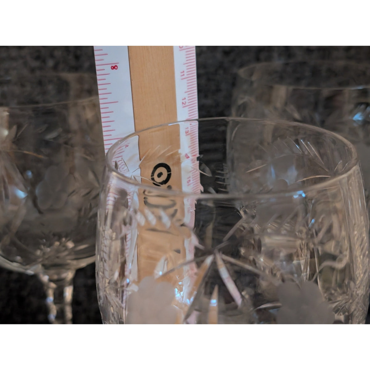 Vintage Libbey Rock Sharpe Atlantis Blown Glass Stemmed Water Goblet Set of Five
