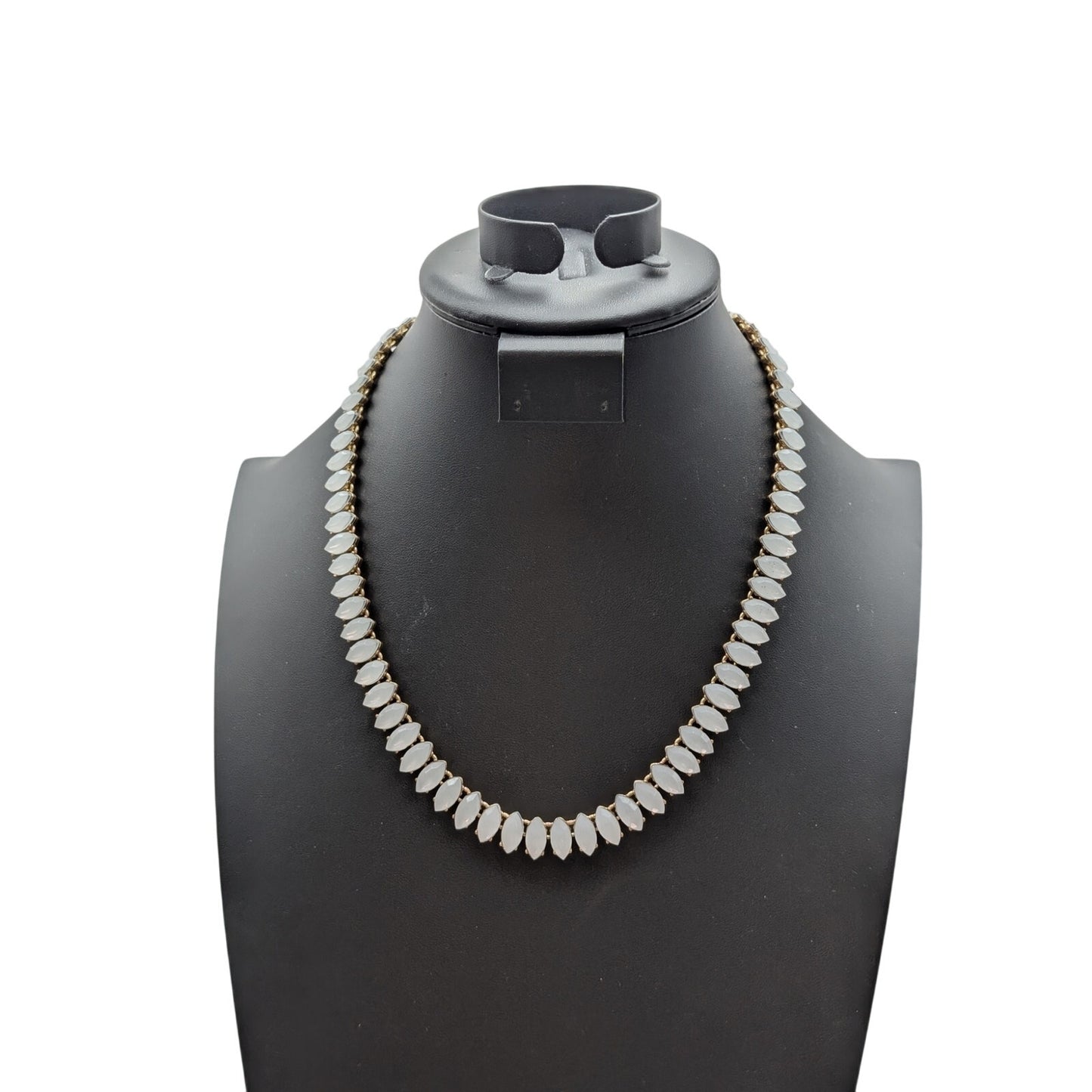 Vintage Marquis Opalish Crystal Rhinestone Gold Tone 17"-20" Necklace