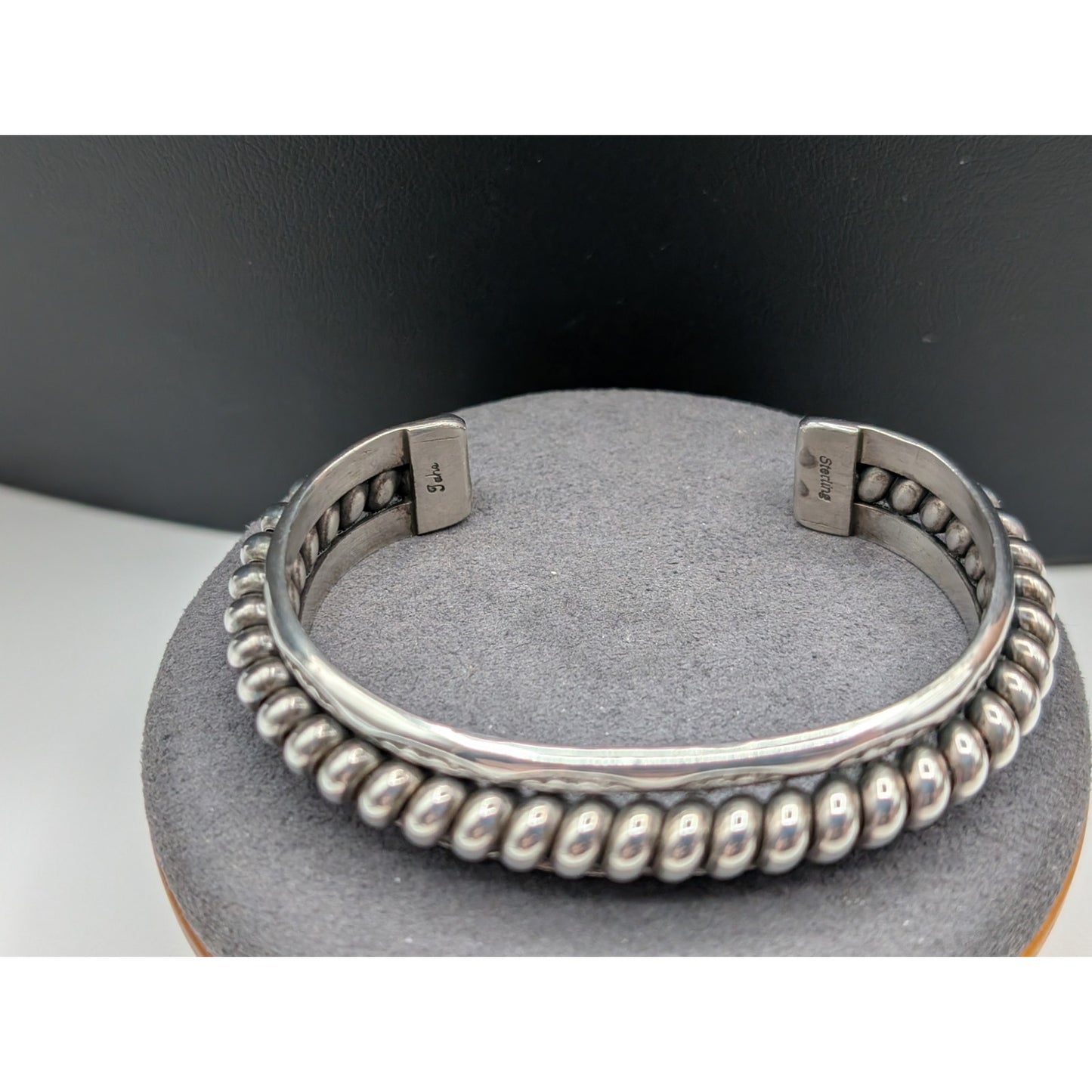 Vtg Tahe Navajo 925 Sterling Raised Center Braid Southwest Bracelet 45.28g