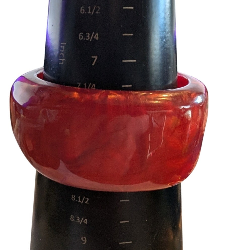 Vintage Red/Orange Marbled Possibly Bakelite Bangle Bracelet Plus One