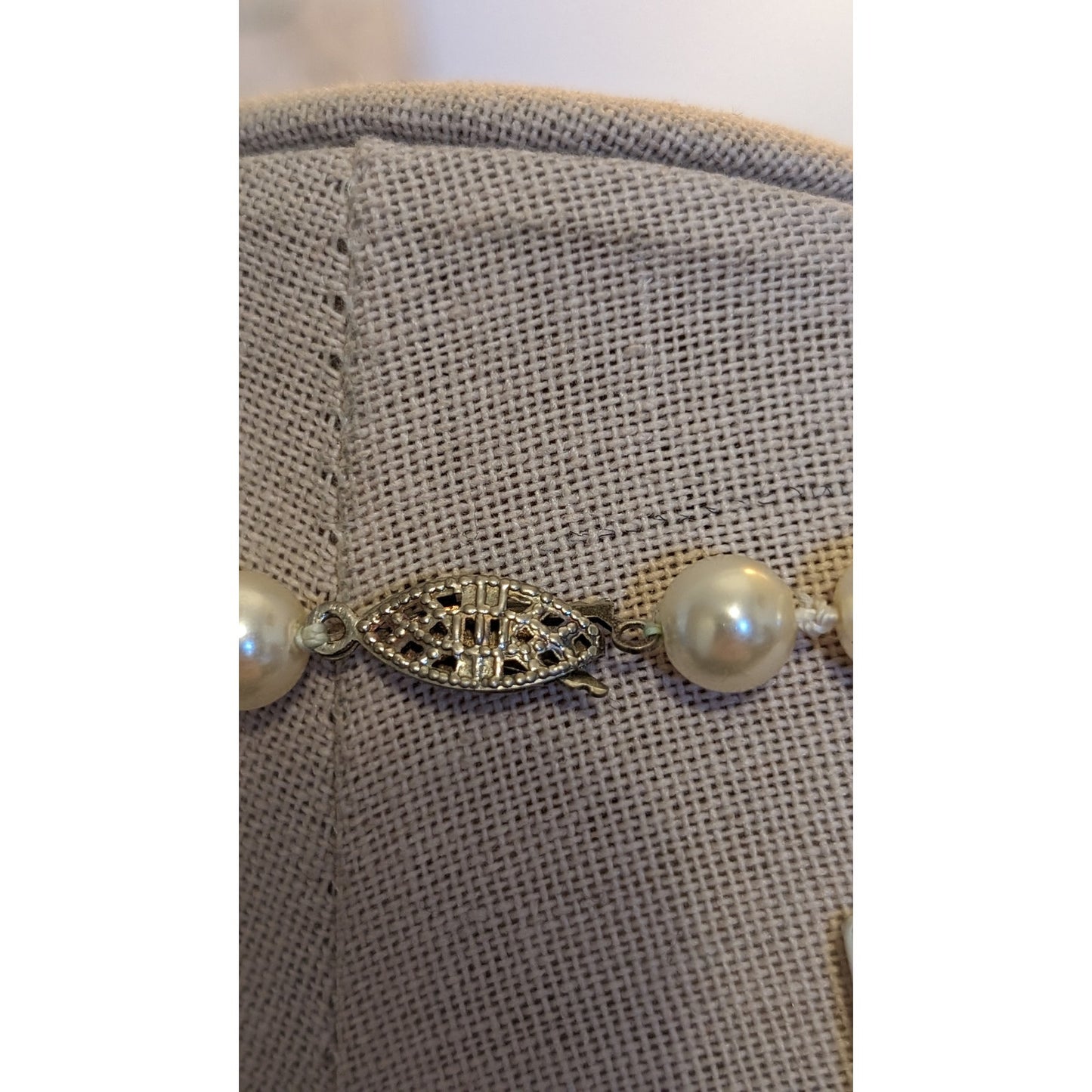 Vintage 8mm Glass Handknotted 18" Pearls With Silver Tone Fish Hook Clasp