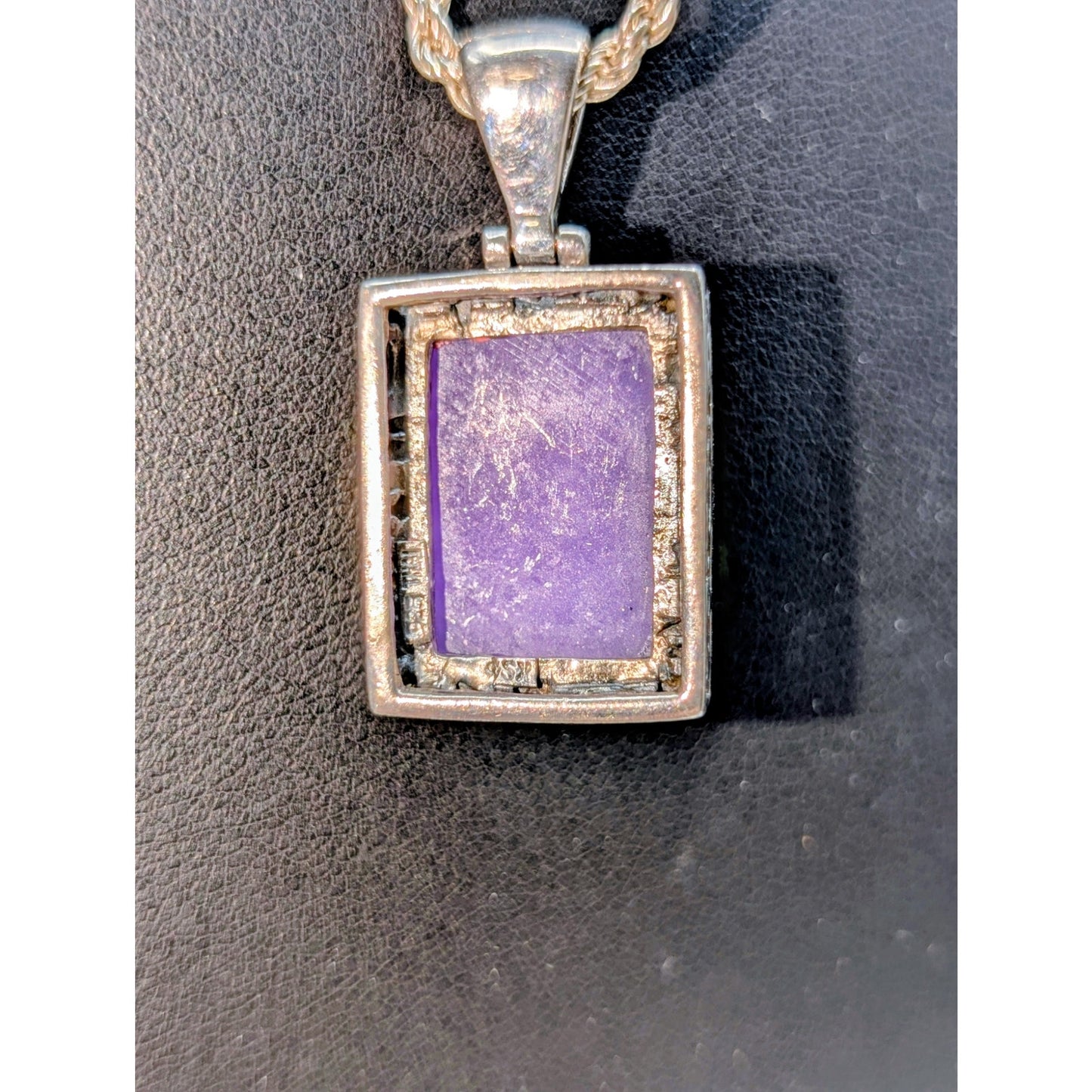 Vtg 925 Sterling Silver Purple Lavender Faceted Stone Pendant 24" Chain Necklace