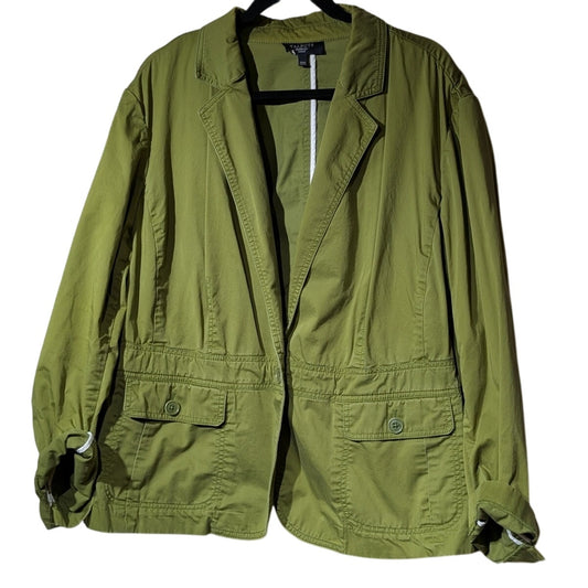 Talbots Green Twill Unlined Twill Safari Style Jacket Womens Plus Size 20W