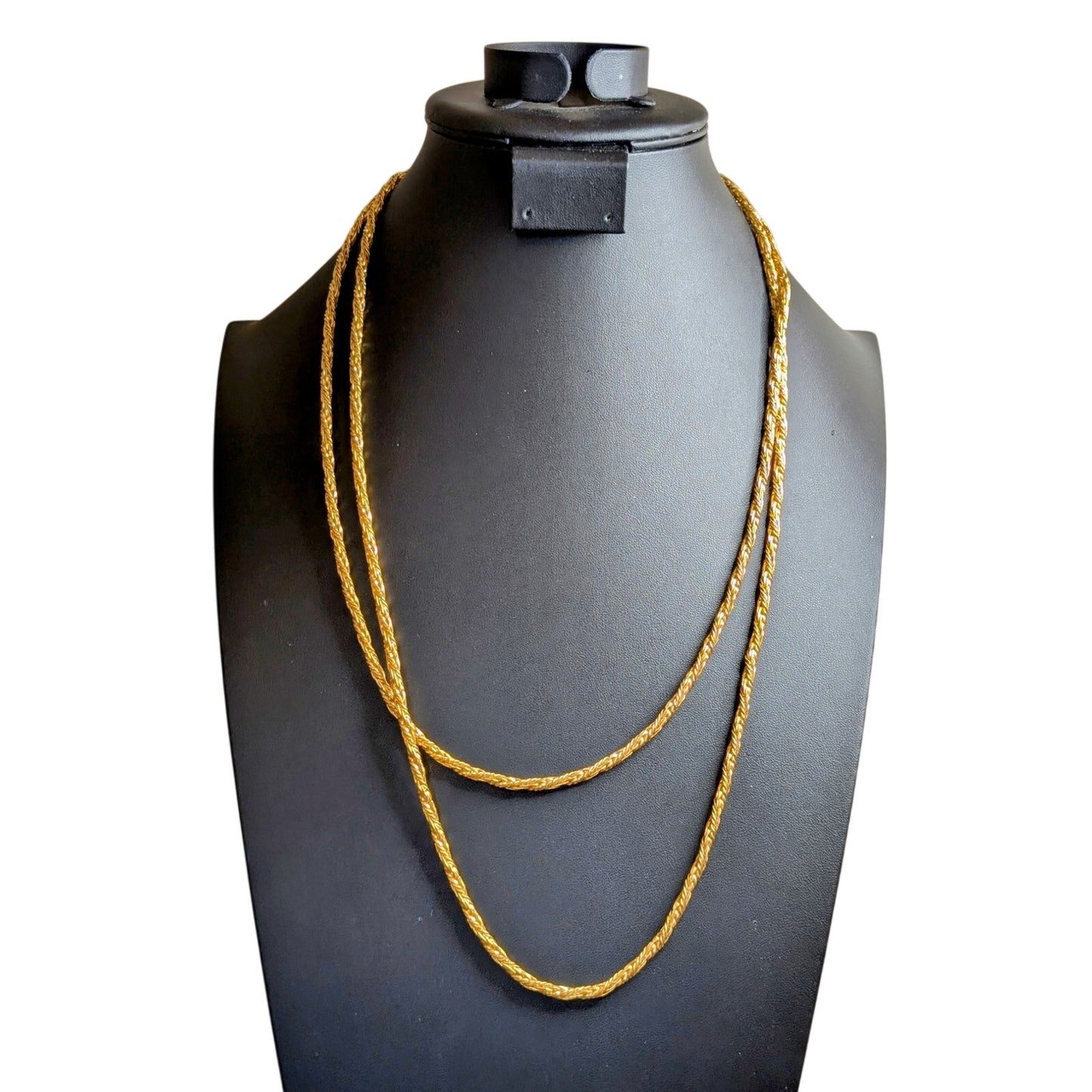 Vintage 1960s 52" Woven Gold Tone Rope Chain Necklace