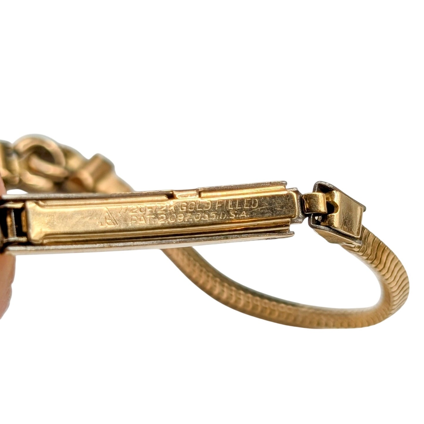 Vintage 40s Forstner 12K Gold Filled ID Square Chain Bracelet