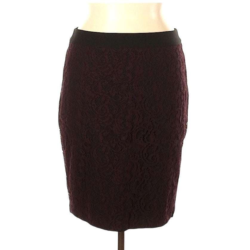 Loft Ann Taylor Purple Lace Short Pencil Skirt Womens Size 16
