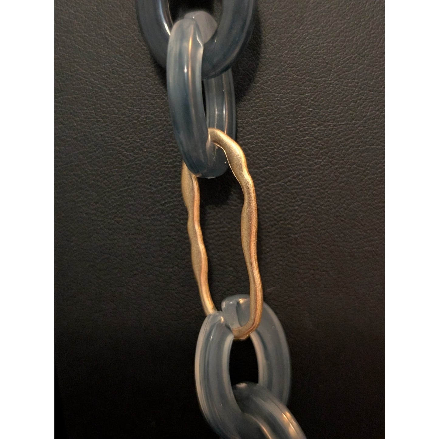 Blue Gray Ombre Gold Tone Chain Link 38"-41" Necklace