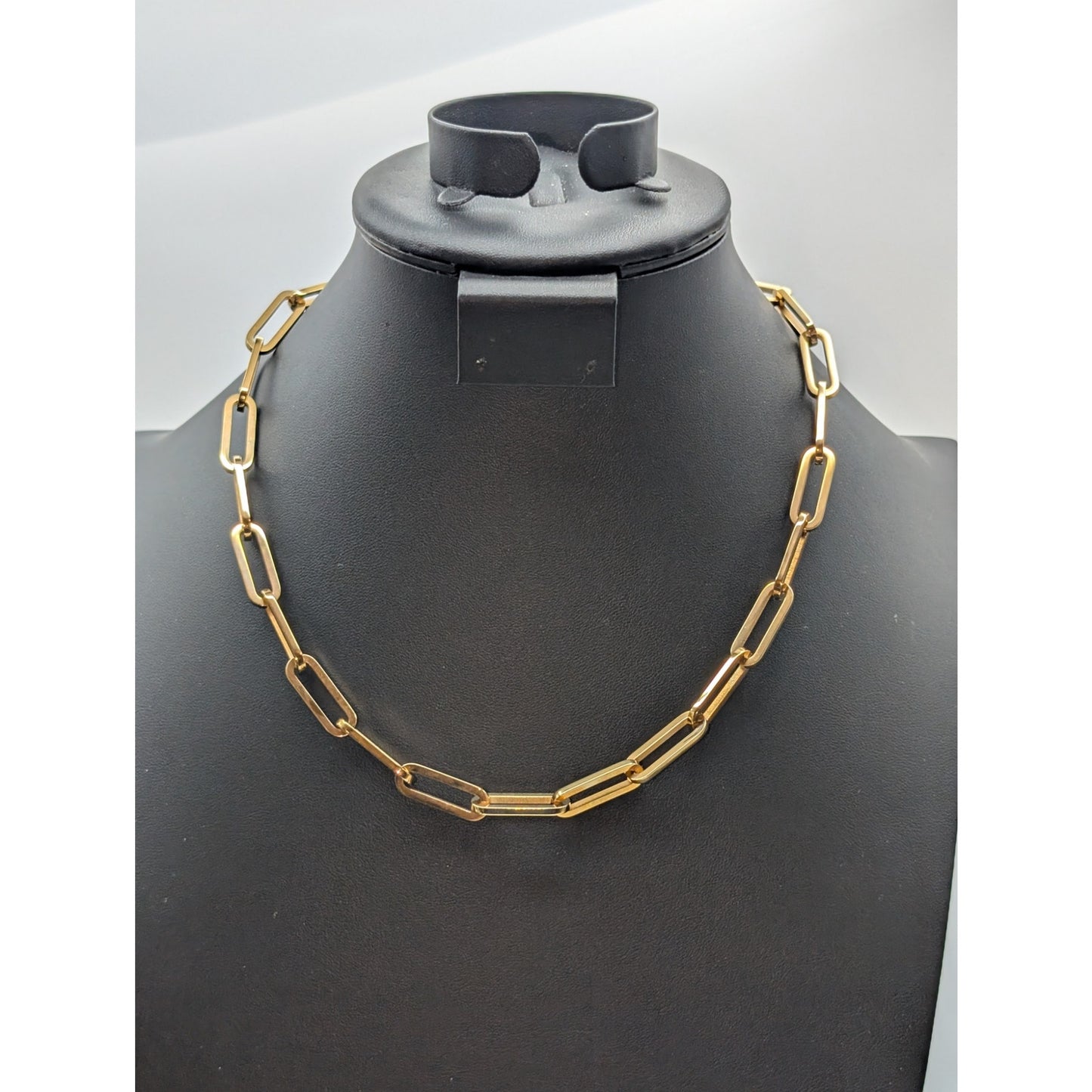 16"-18.5" Victoria Emerson 14K Plated Gold Tone Paperclip Chain Link Necklace