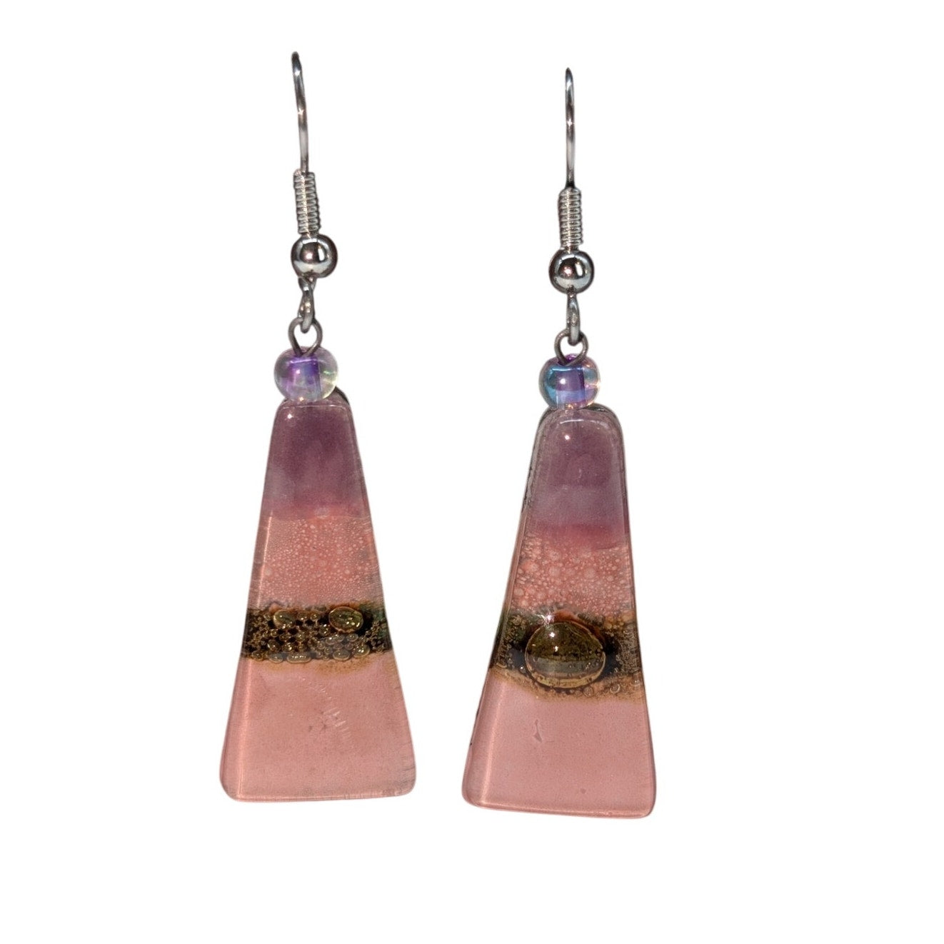 Cactus Conifer Collection NWT Pink Lavender Gold Glass Artisan Created Earrings