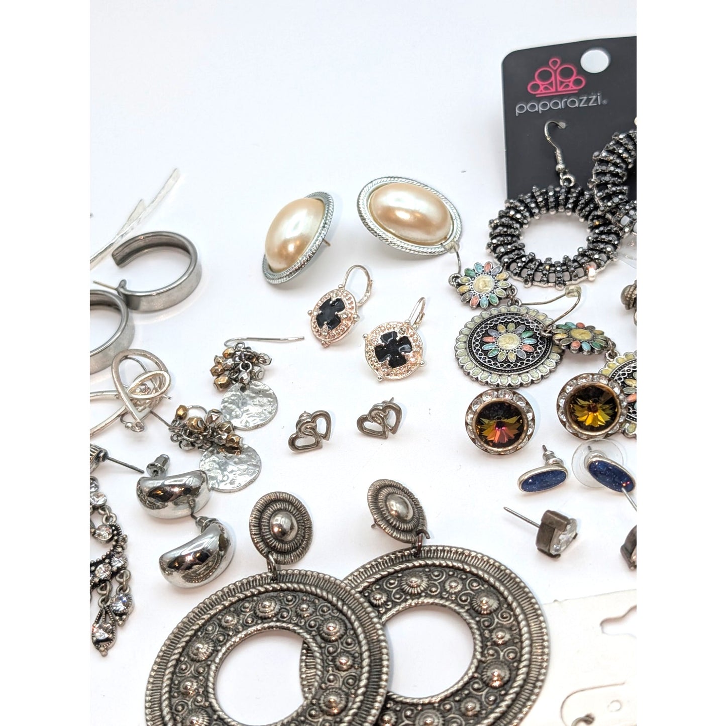 Lot of 44 Pair of Silver Tone Pierced Earrings