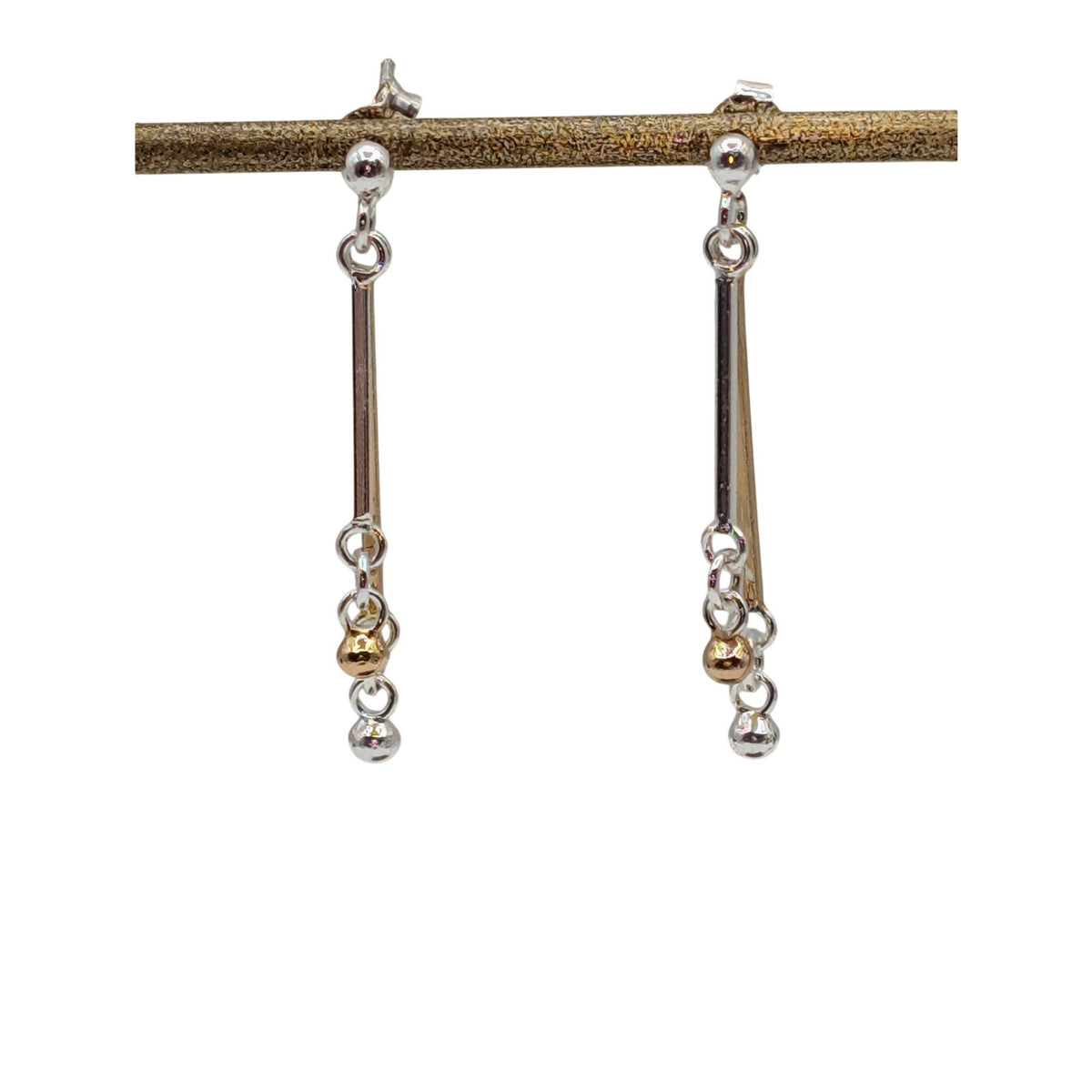 Mixed Metal Silver Tone & Gold Tone Dangle Earrings