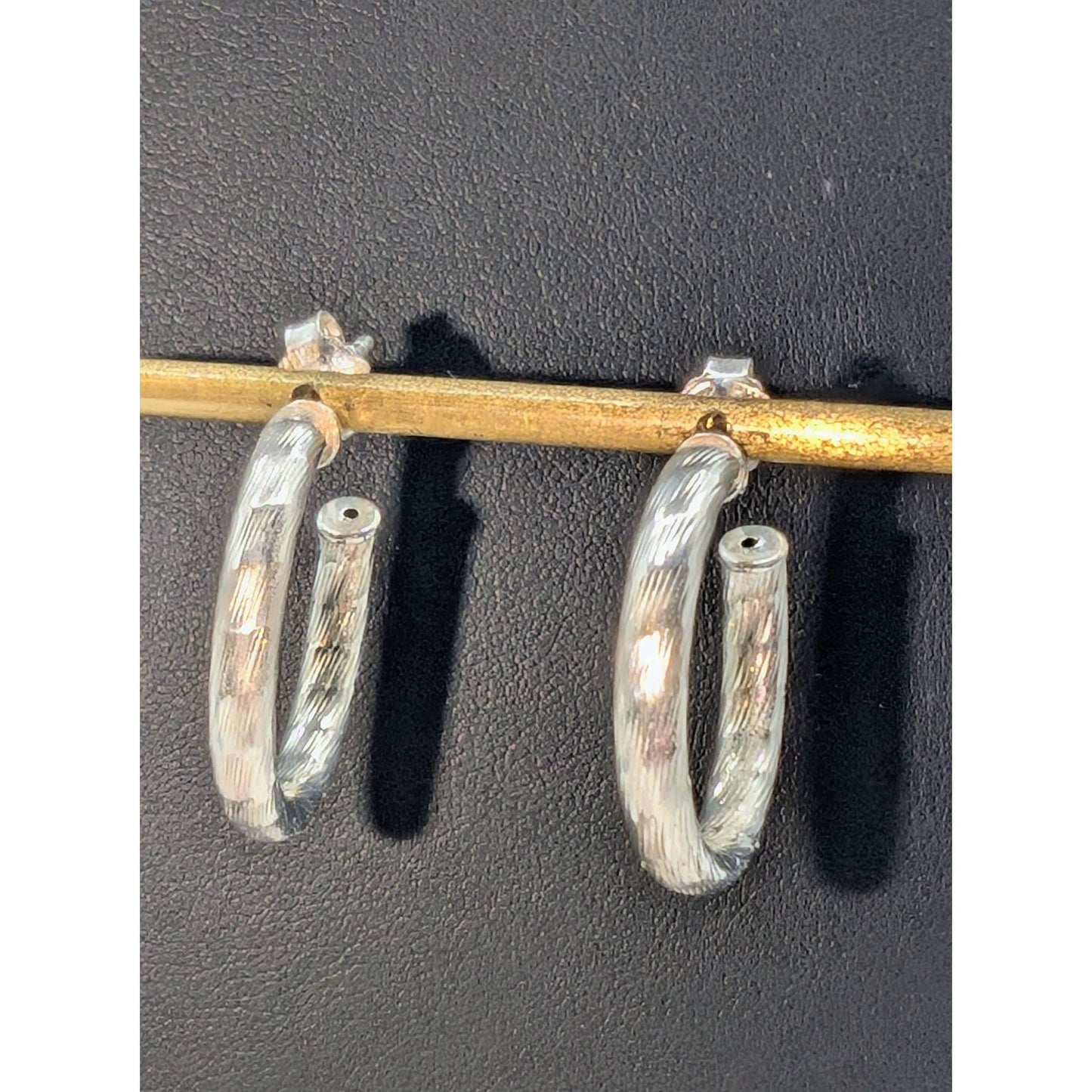 925 Sterling Silver Textured Hoop Earrings