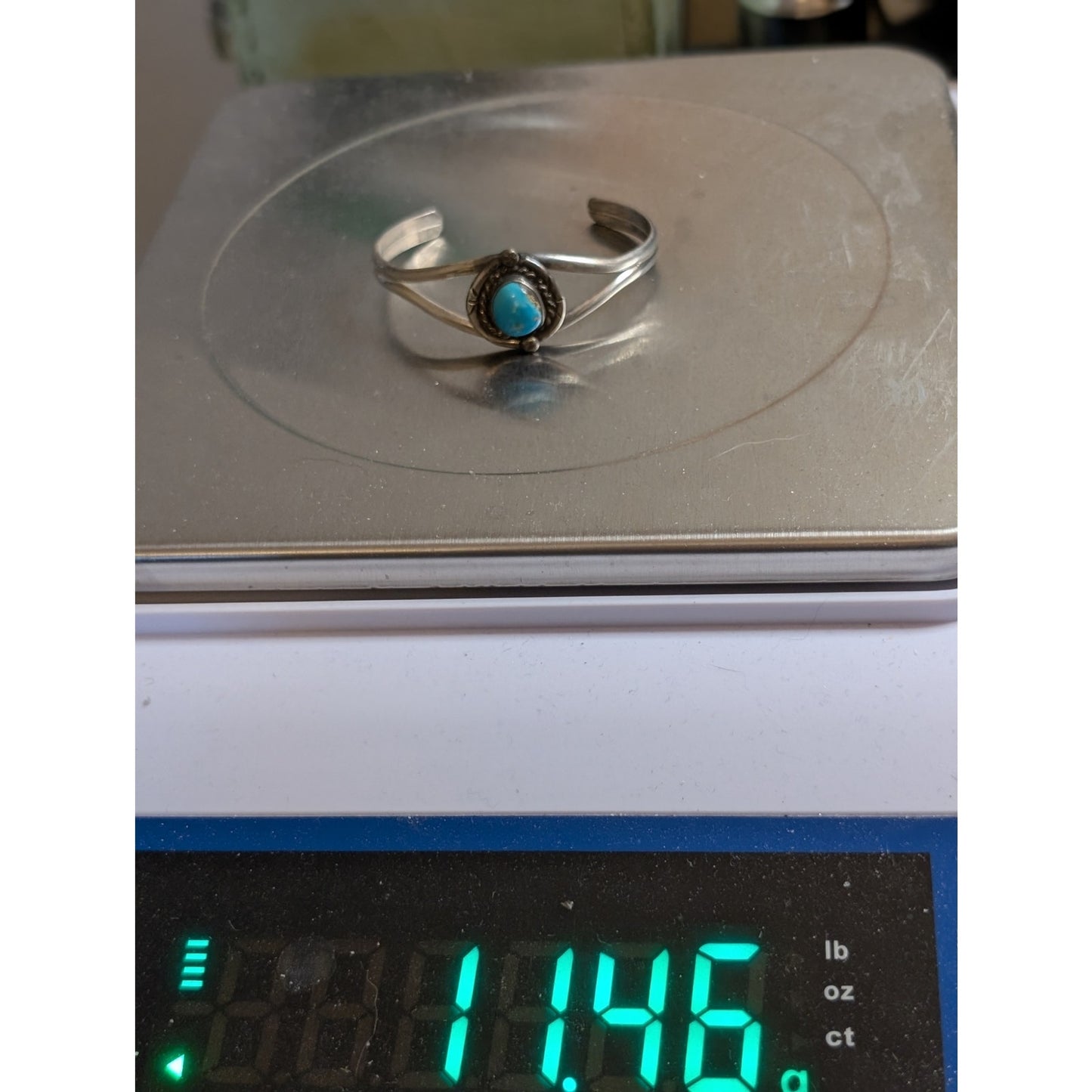 Vintage 925 Sterling Silver Turquoise Cuff Bracelet 11.46g