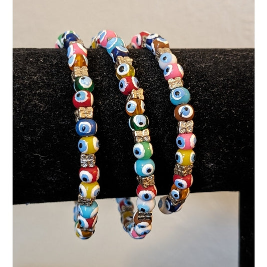 Multi-Color Protection Wire Wrap Bead Bracelet