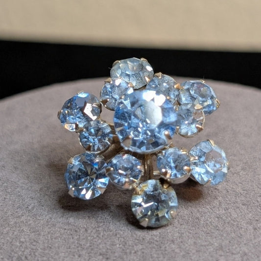 Vintage 1950s Signed Coro Sparkling Princess Blue Rhinestone Pin